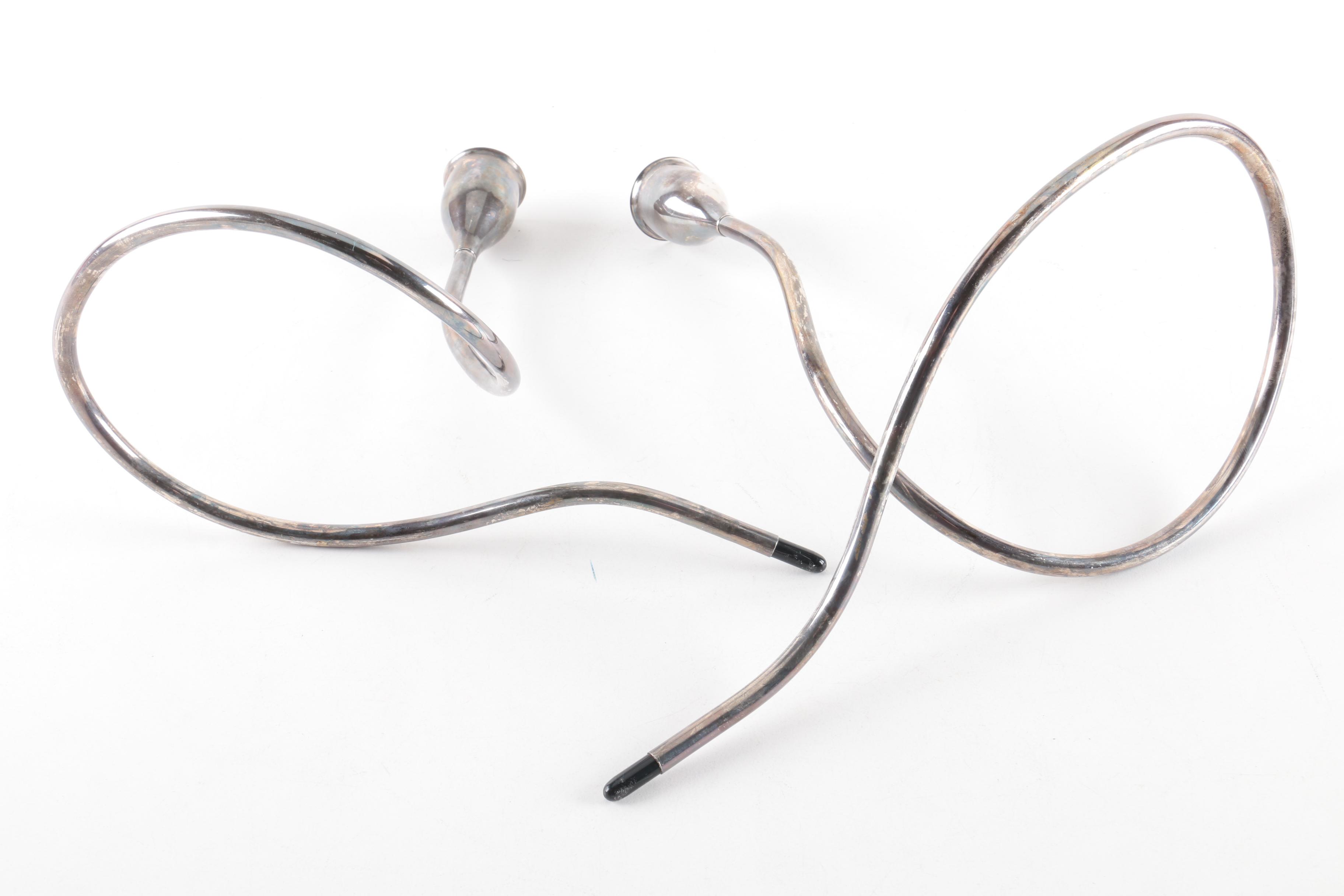 Towle Marion Anderson Noyes Weighted Sterling Serpentine Candlesticks