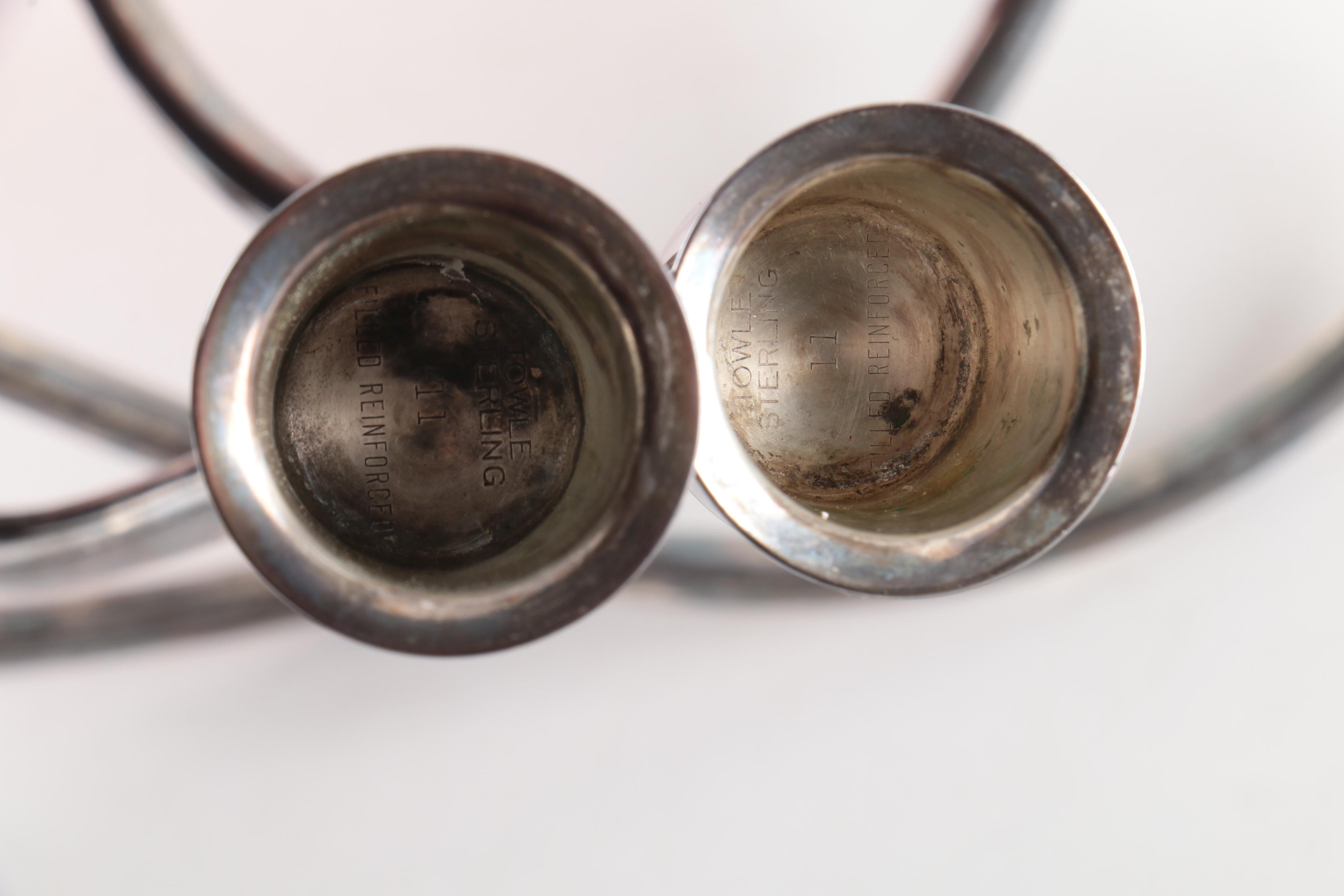 Towle Marion Anderson Noyes Weighted Sterling Serpentine Candlesticks