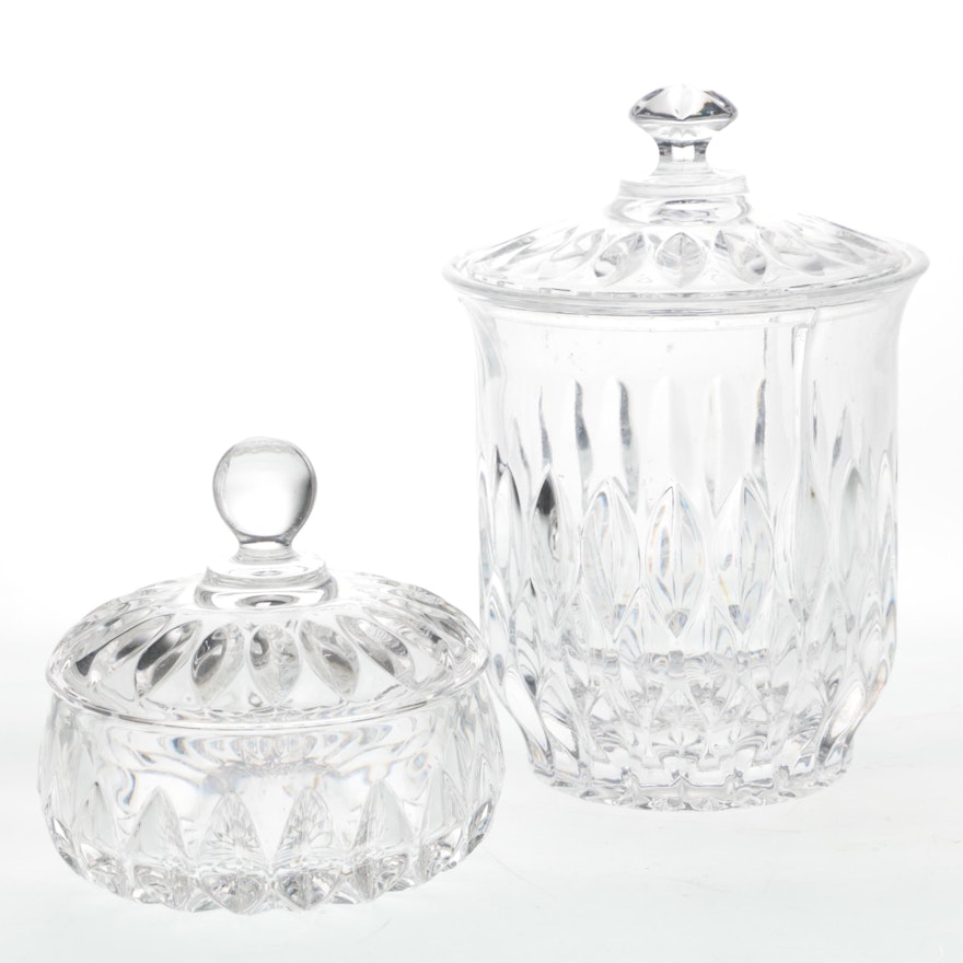 Gorham "Althea" Crystal Biscuit Barrel and Candy Box