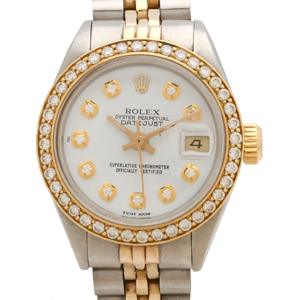 Rolex Oyster Perpetual Datejust 14K Gold Diamond Bezel Watch