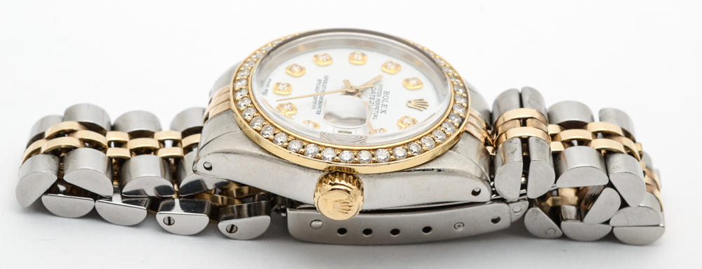 Rolex Oyster Perpetual Datejust 14K Gold Diamond Bezel Watch