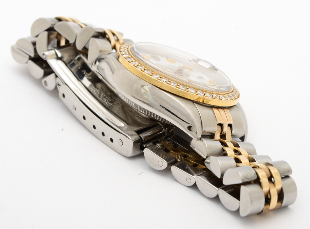 Rolex Oyster Perpetual Datejust 14K Gold Diamond Bezel Watch