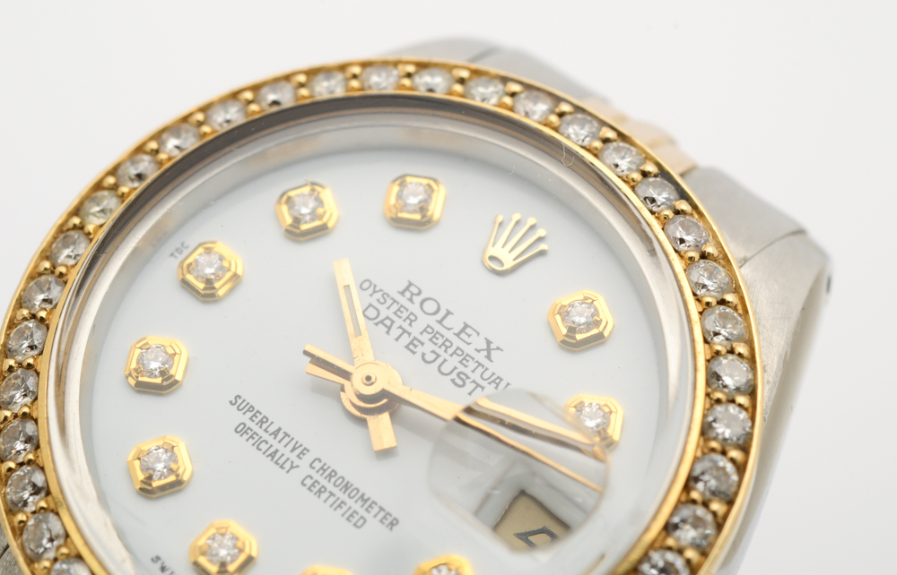 Rolex Oyster Perpetual Datejust 14K Gold Diamond Bezel Watch