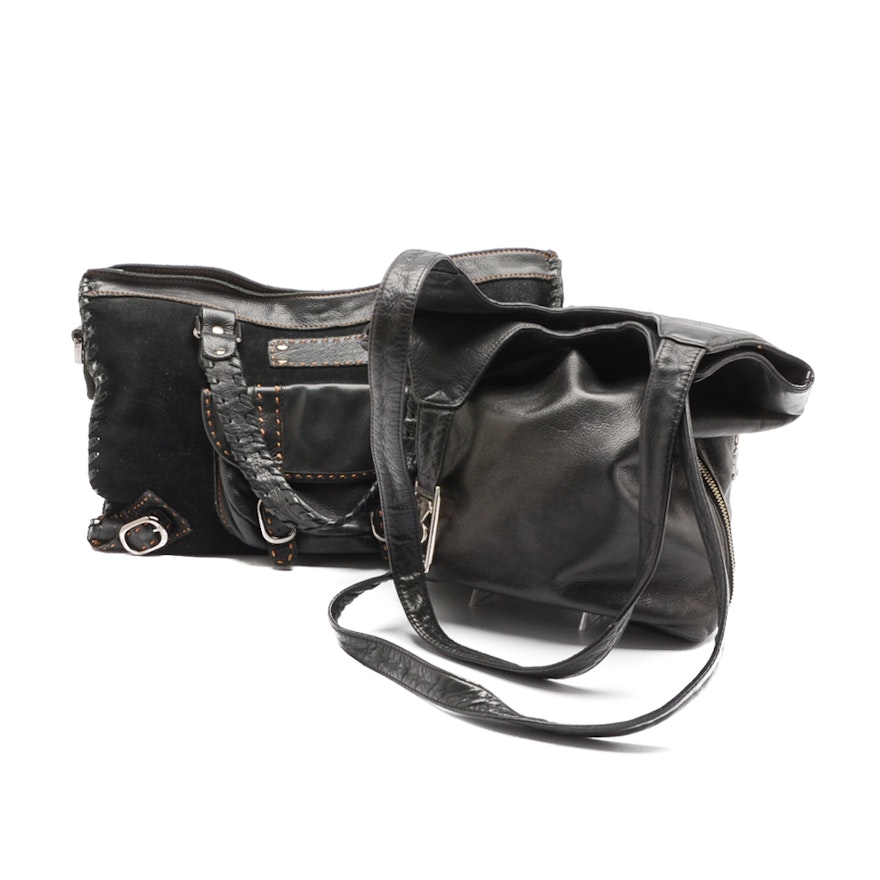 Ralph Lauren and Carla Mancini Black Leather Handbags