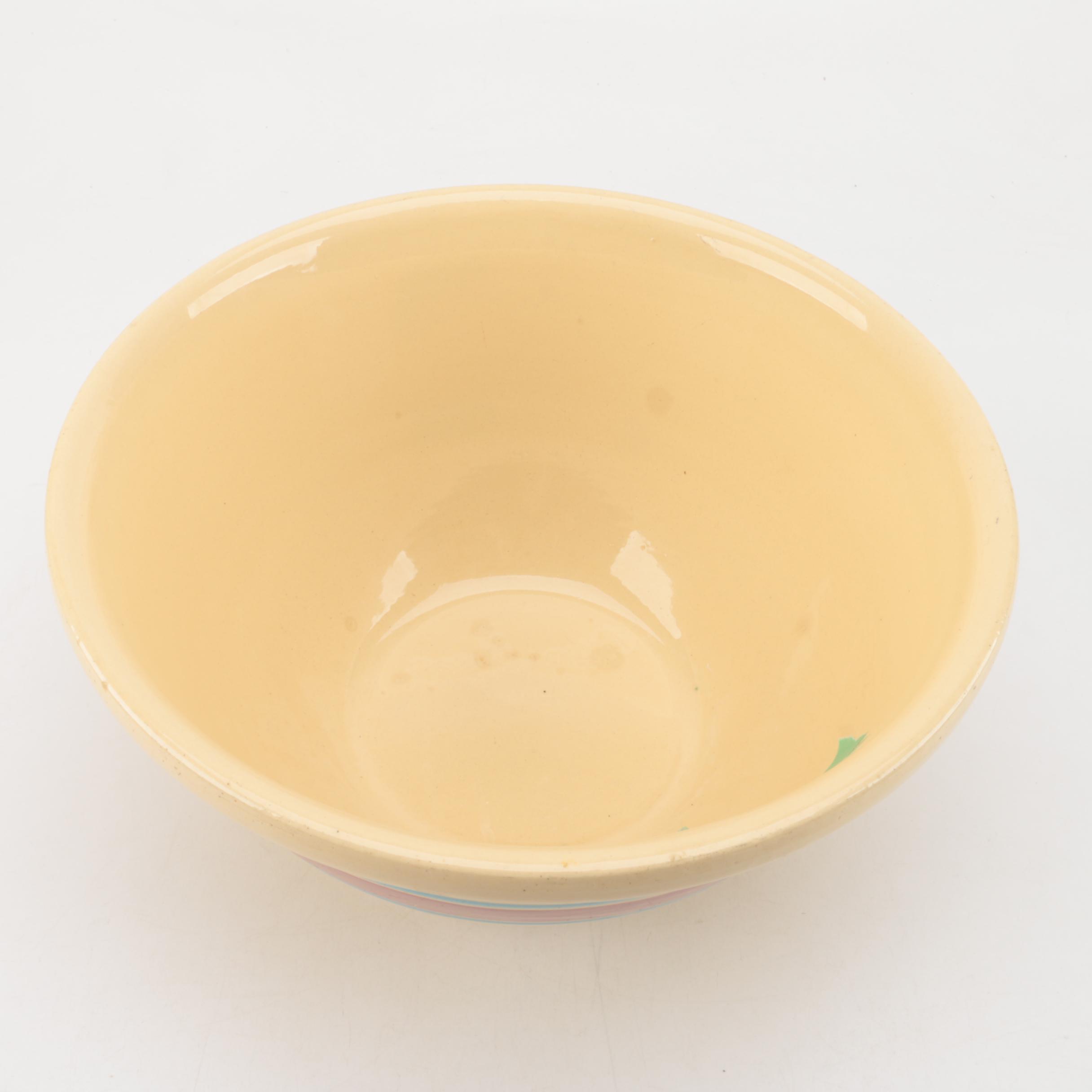 Vintage McCoy Pottery Pink and Blue Stripe "12" Mixing Bowl 1950s