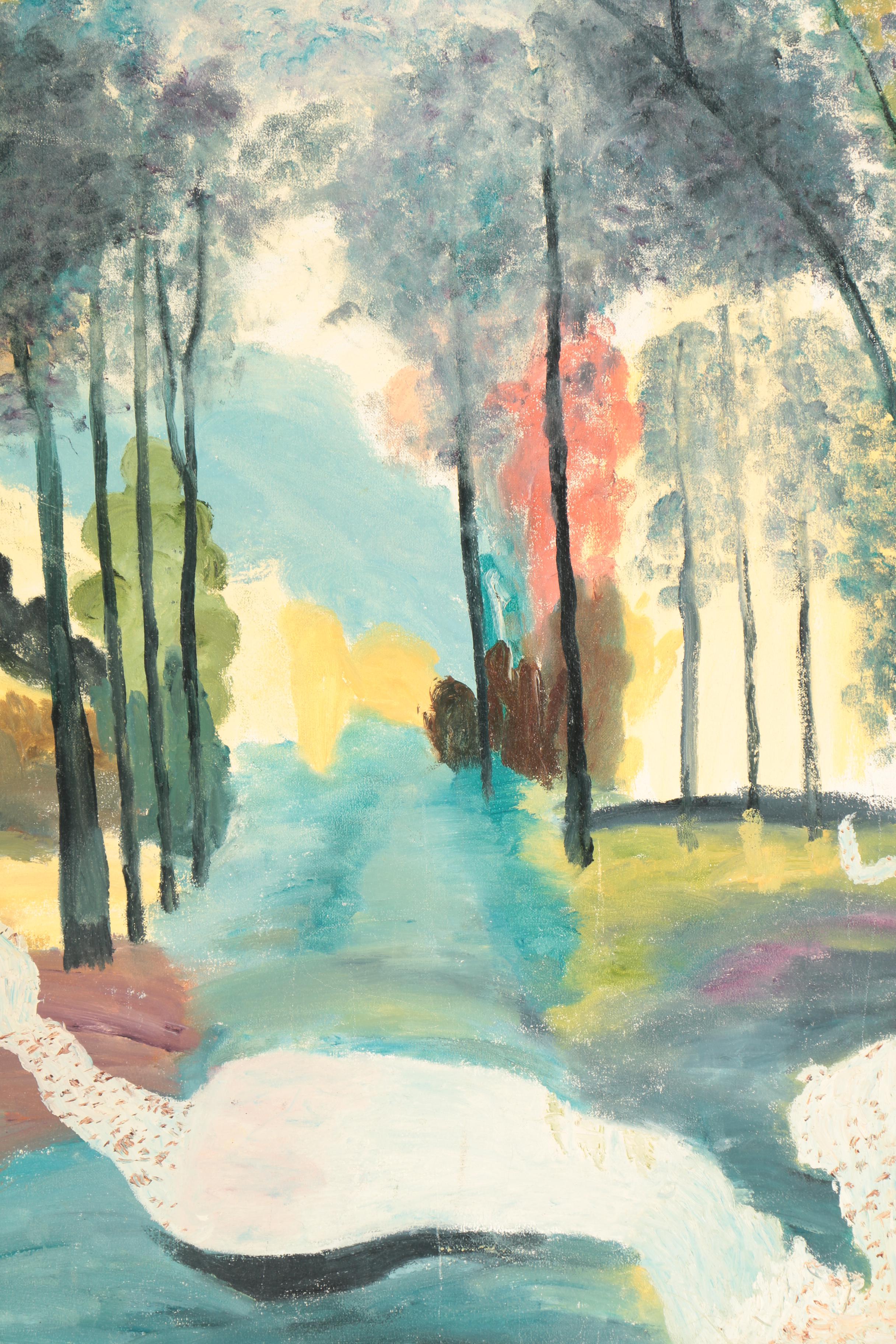 A. Cole Oil Landscape Painting