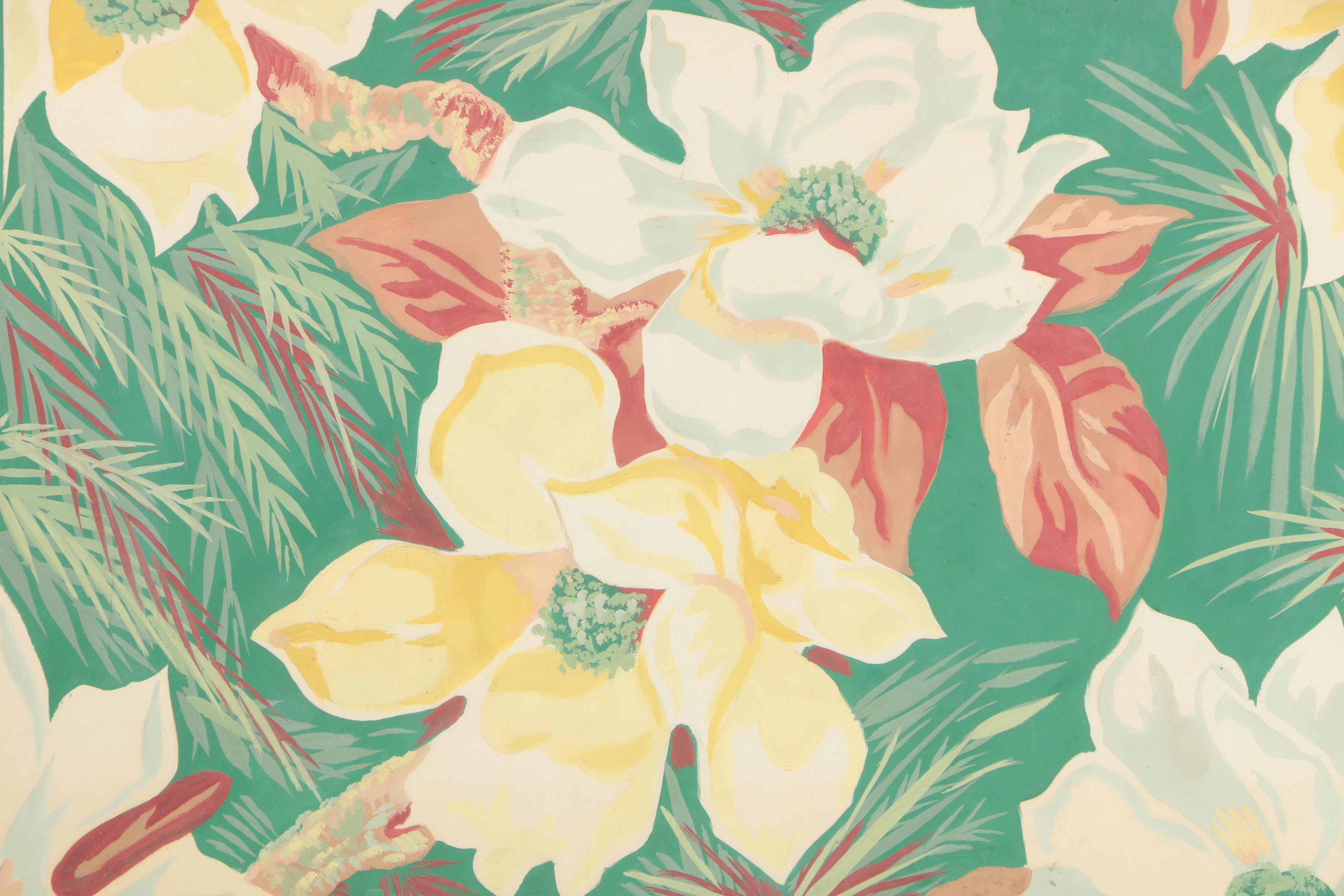 Gouache Floral Painting on Paper