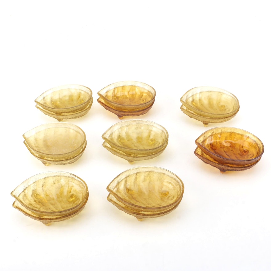 Vintage Amber Glass Footed Bowls