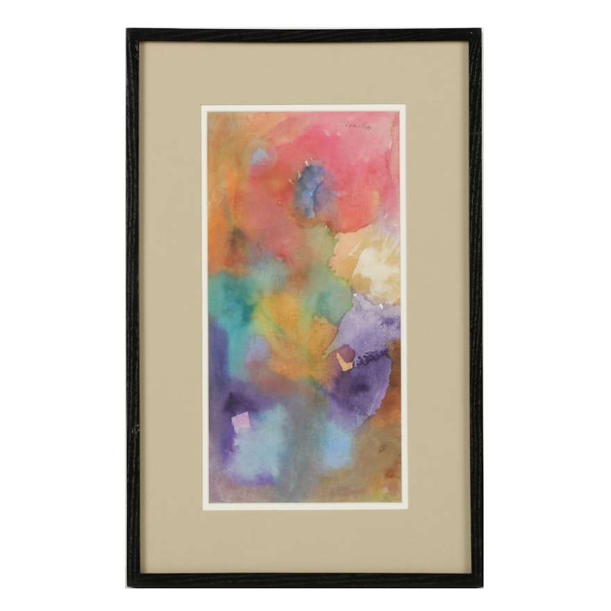 Louis Papp Watercolor Painting of Abstract Composition