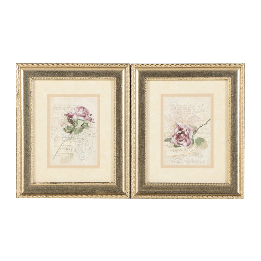 Two Offset Lithographs with Roses