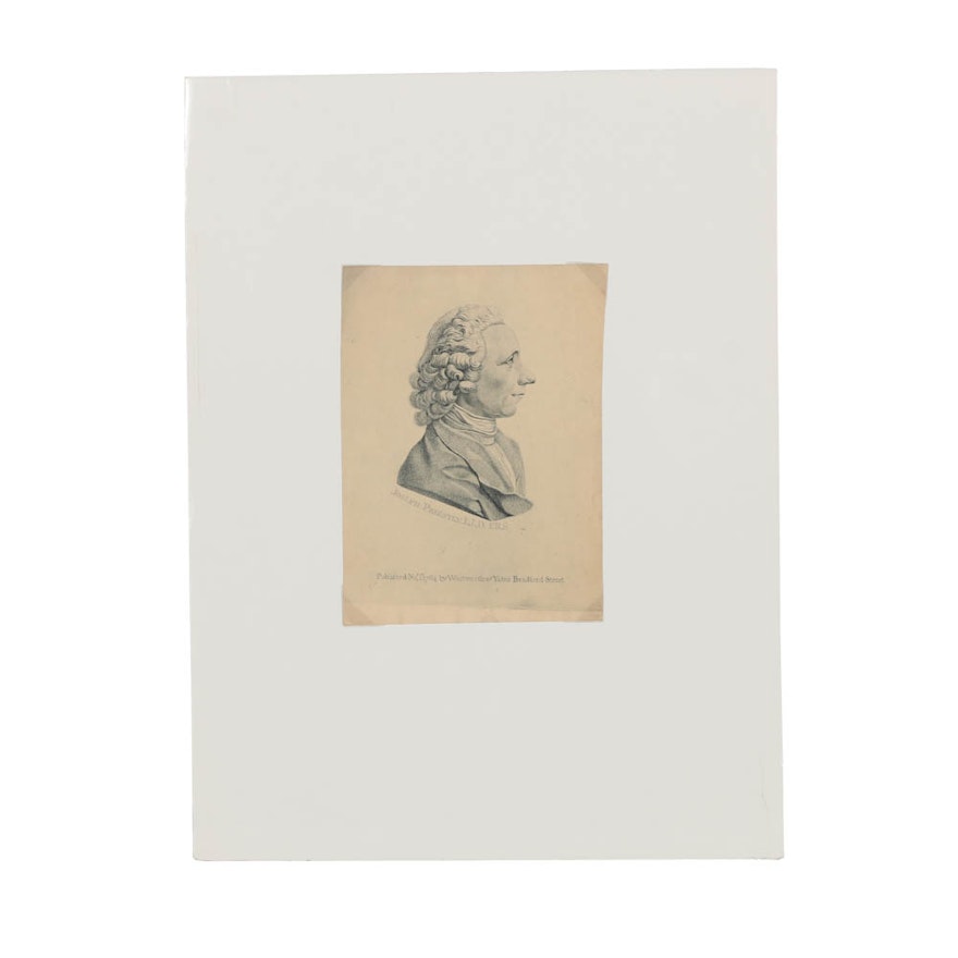 Whitworth & Yates Stipple Engraving on Paper "Joseph Priestly L.L.D. F.R.S."
