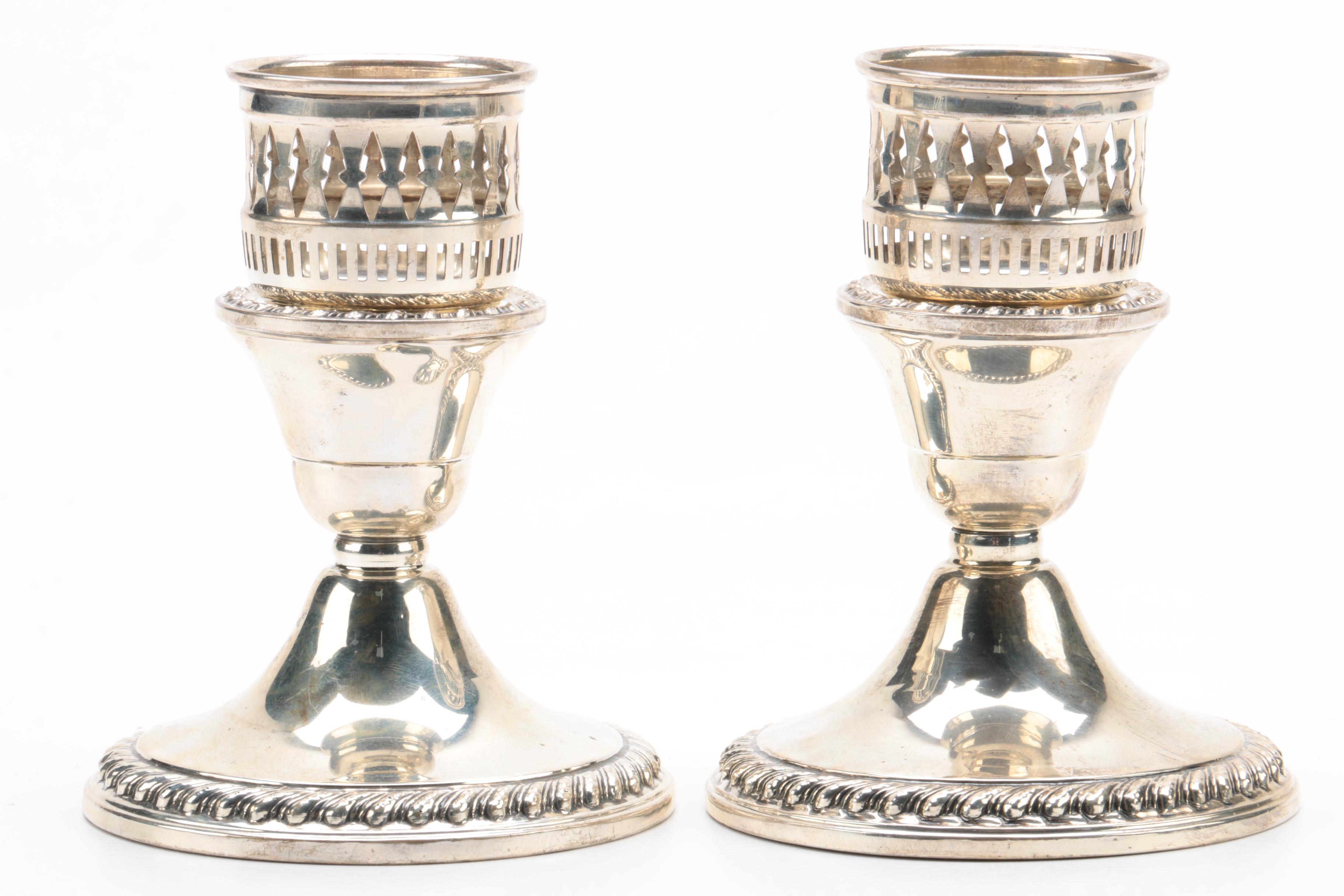 Wm. Rogers Mfg. Co. Weighted Sterling Gadrooned Candleholders