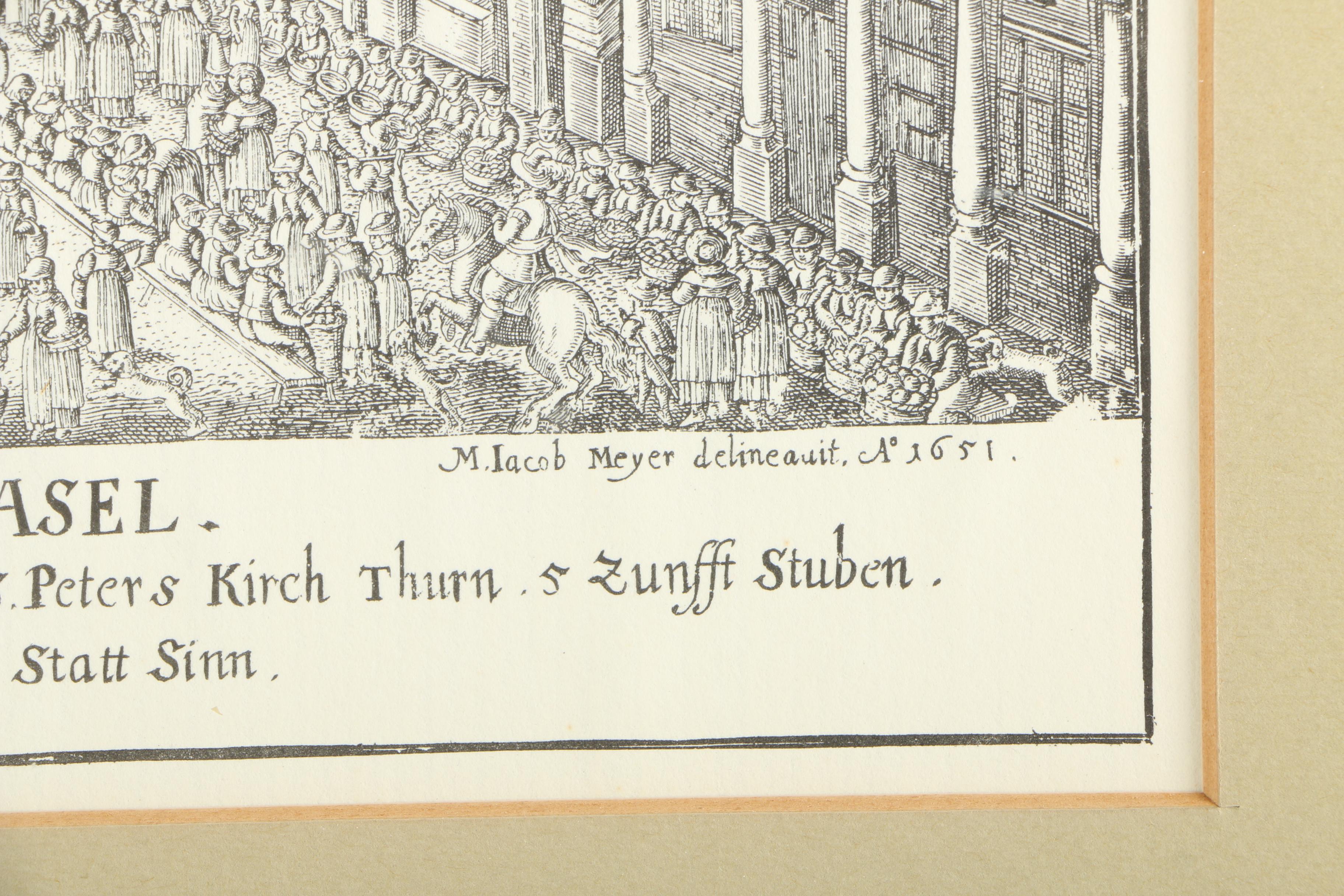 Reproduction Engraving "Prospect Des Kornmarckts zu Basel"