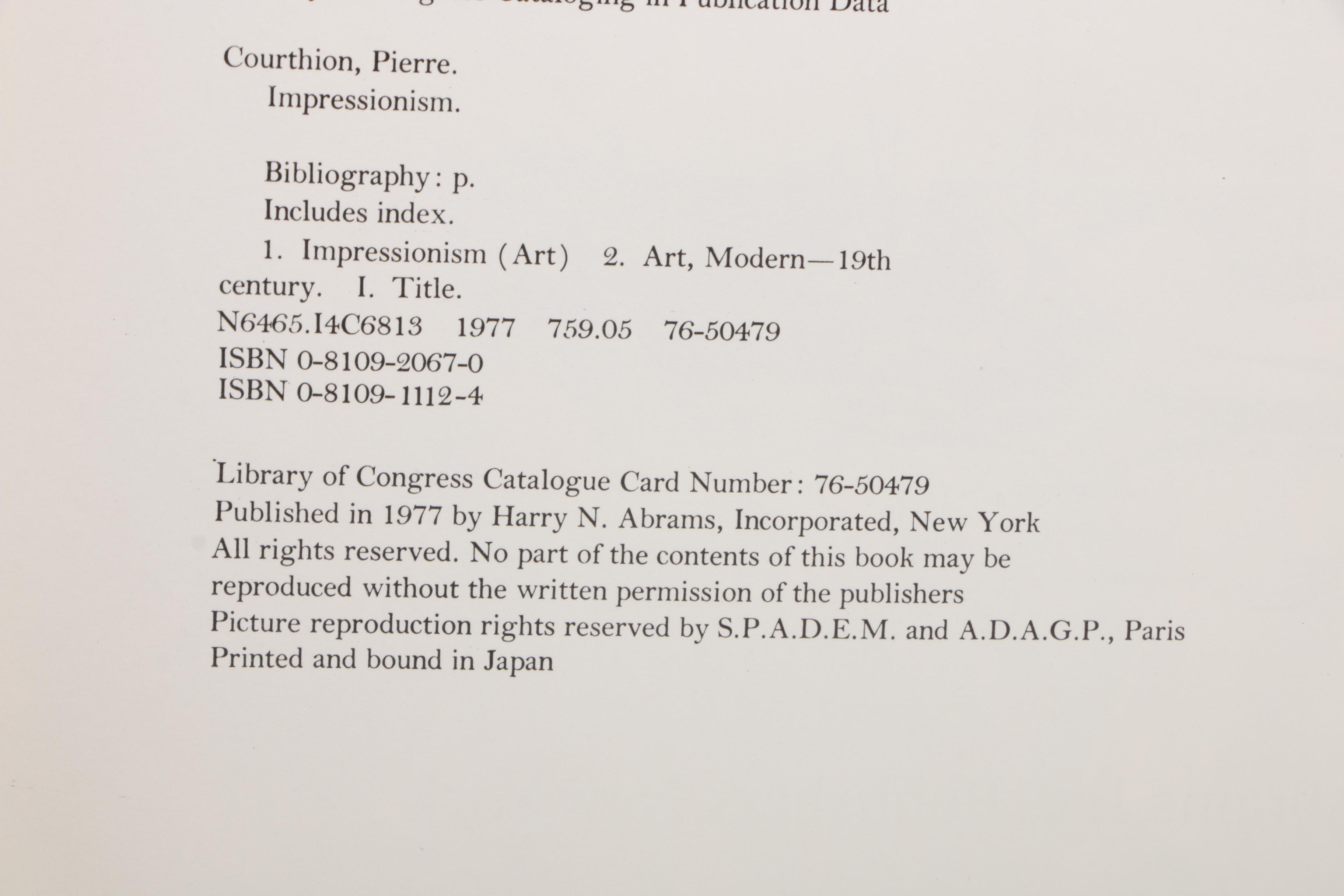 1977 "Impressionism" by Pierre Courthion and Other Art Books