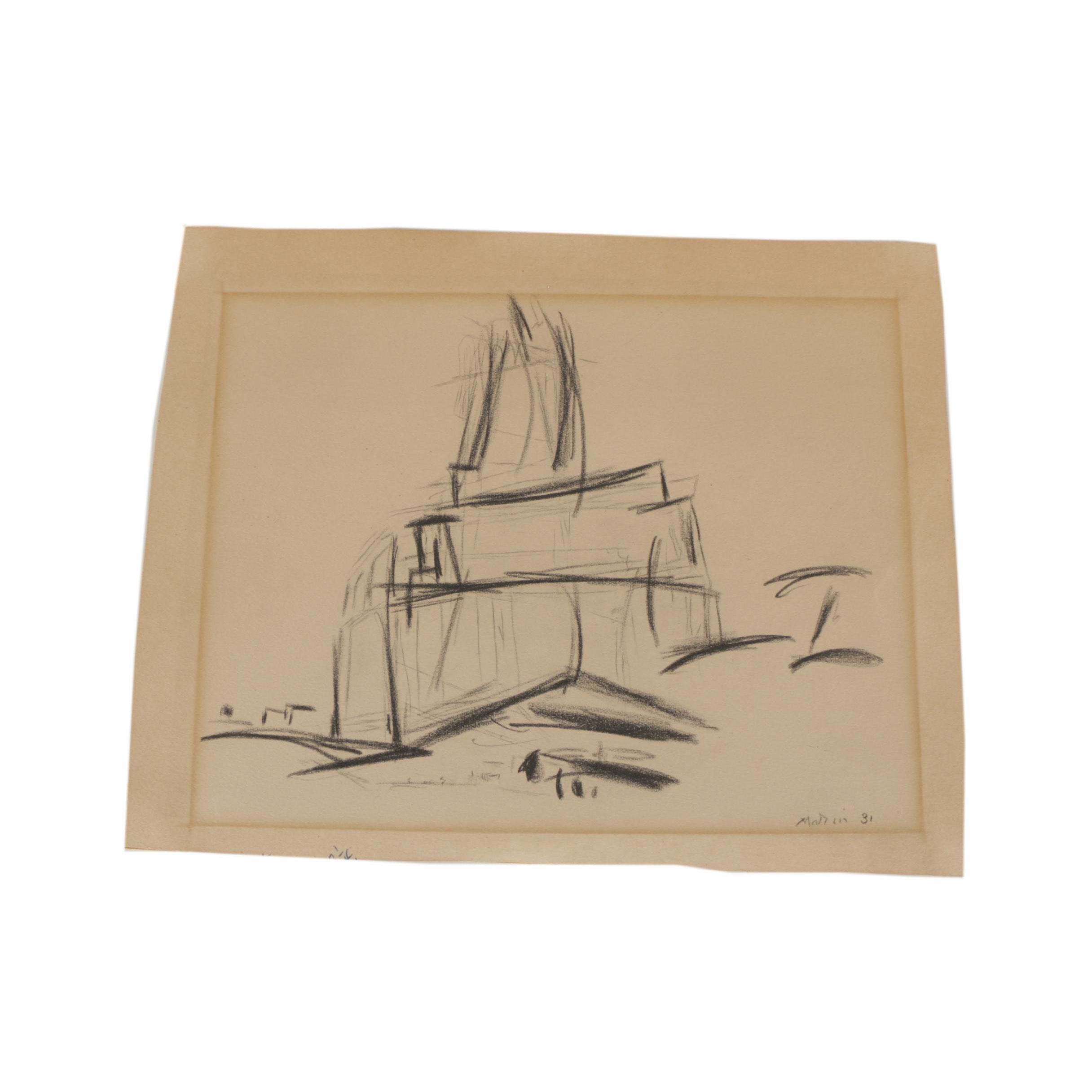 Collotype After John Marin "Telephone Building NYC from River"