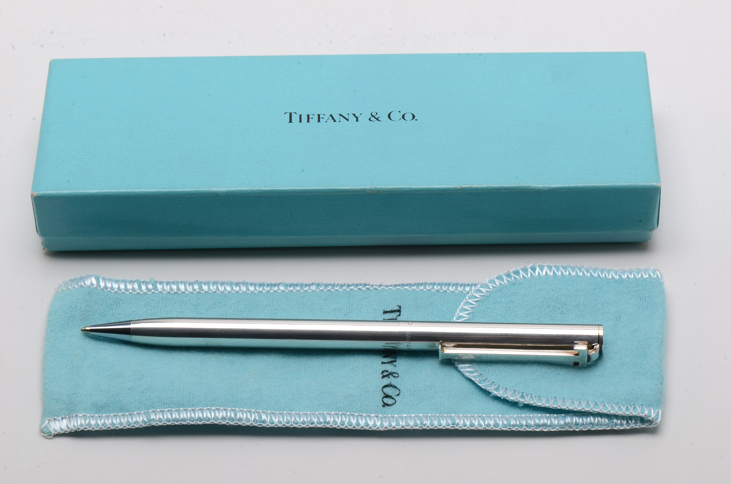 Tiffany & Co Sterling Silver "T-Clip" Twist Ballpoint Pen