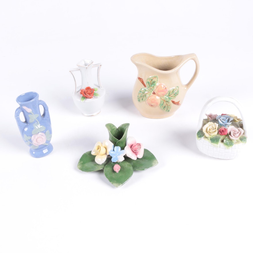 Floral Themed Vases and Decor including Occupied Japan