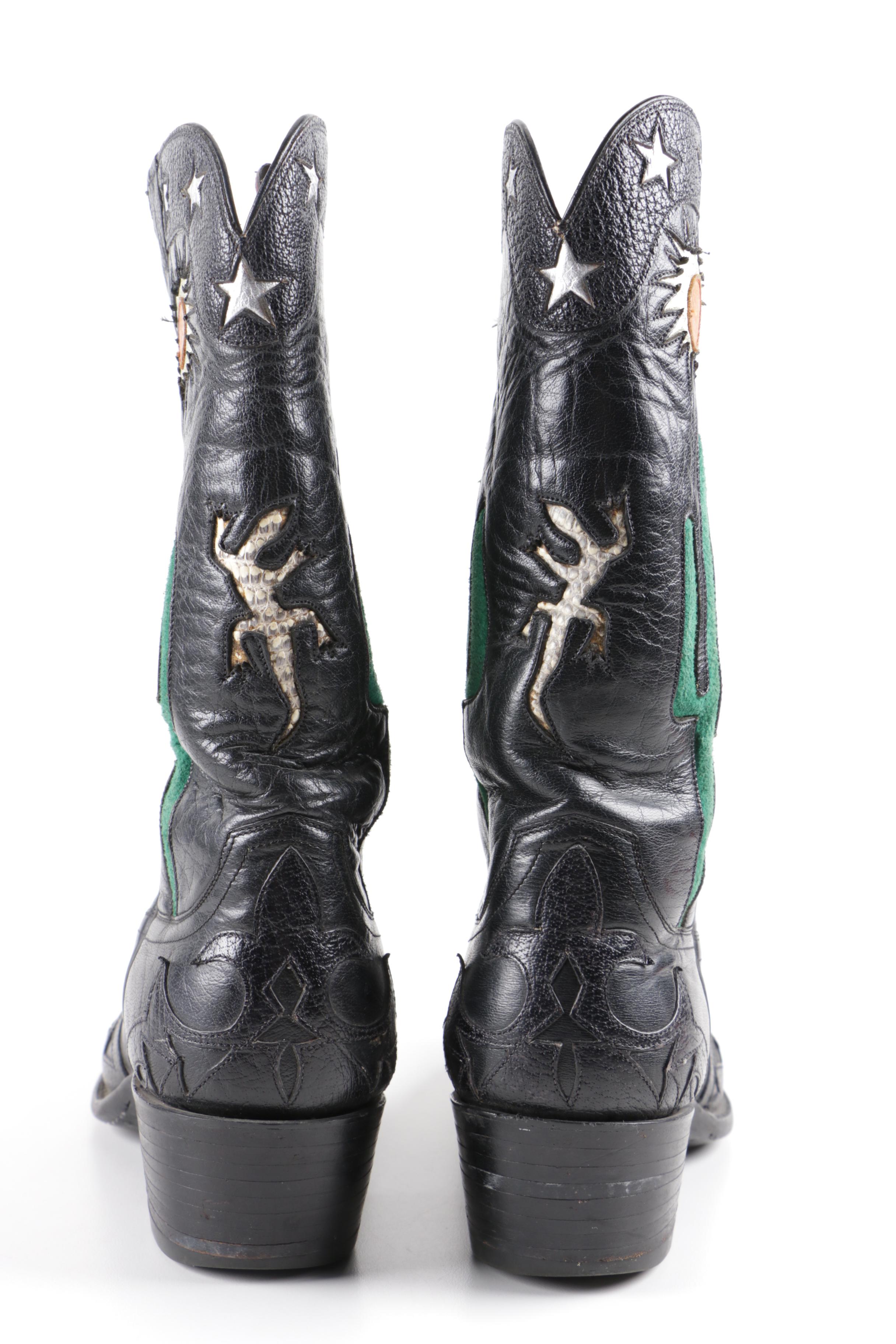 Falconhead Tres Outlaw Boot Company Cowboy Boots with Colored Inlays