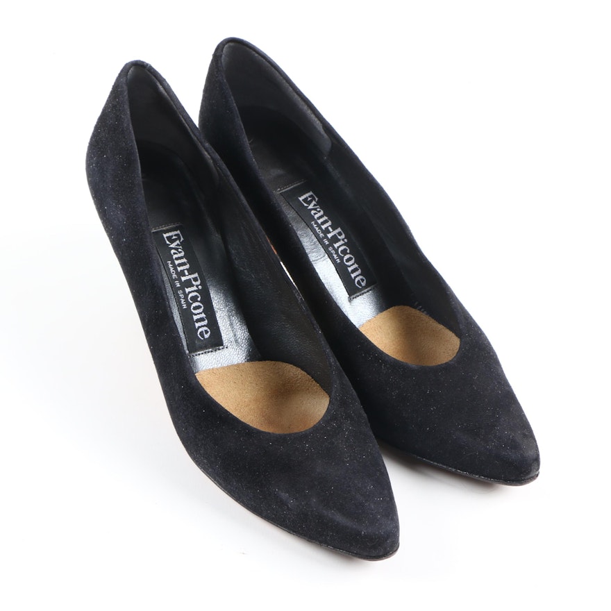 Evan-Picone Black Suede Pumps