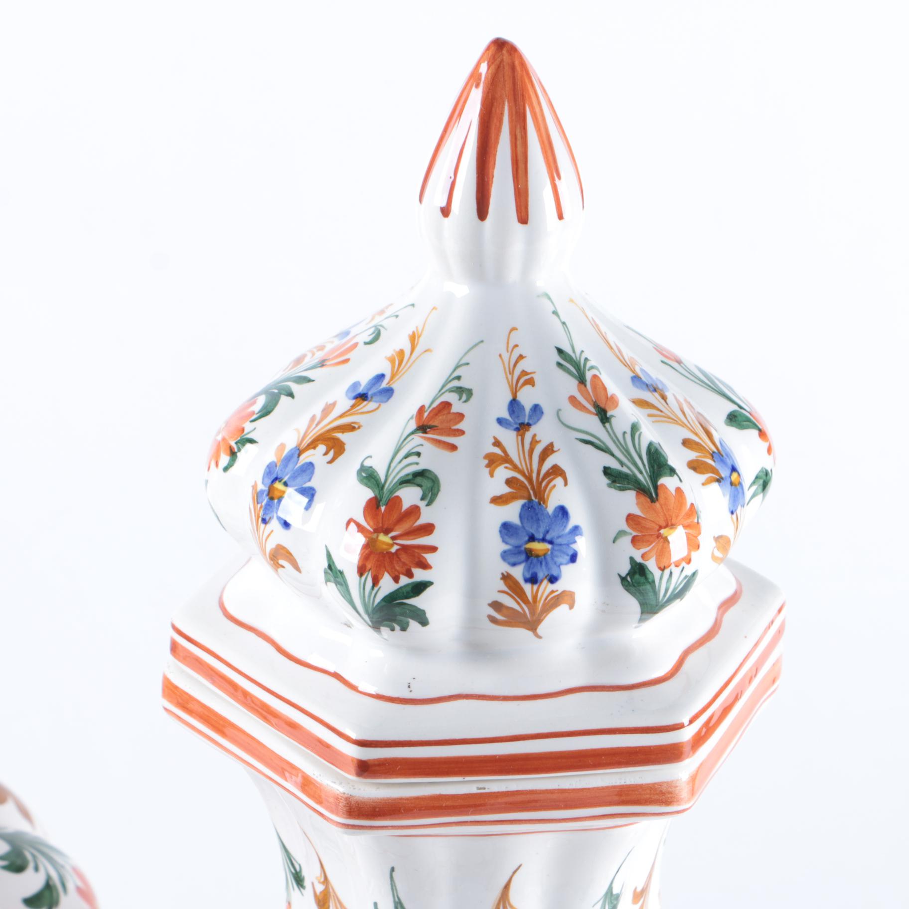 Hand Made Italian A. Zen- Nove Ceramic Urns and Stands