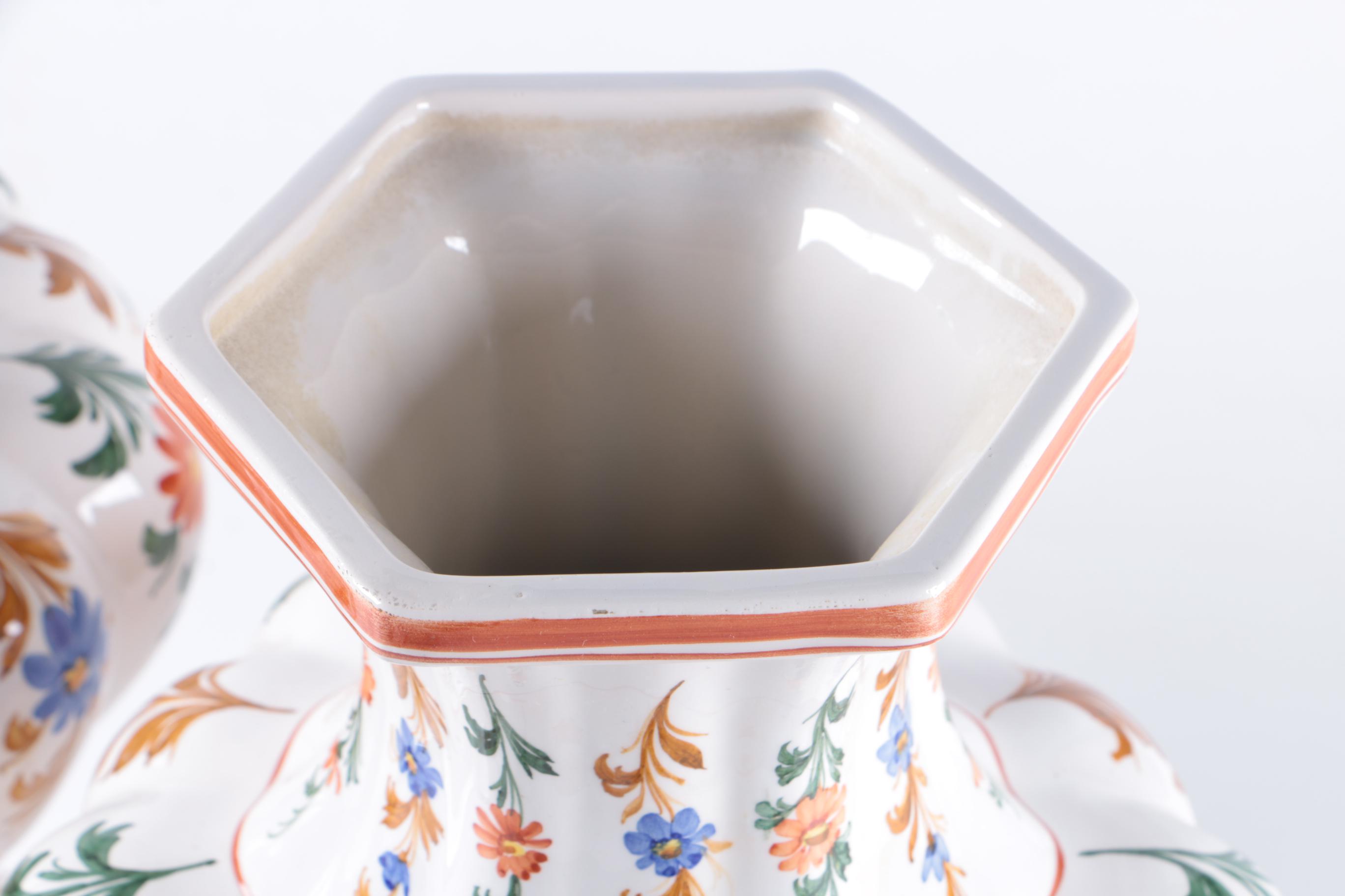 Hand Made Italian A. Zen- Nove Ceramic Urns and Stands