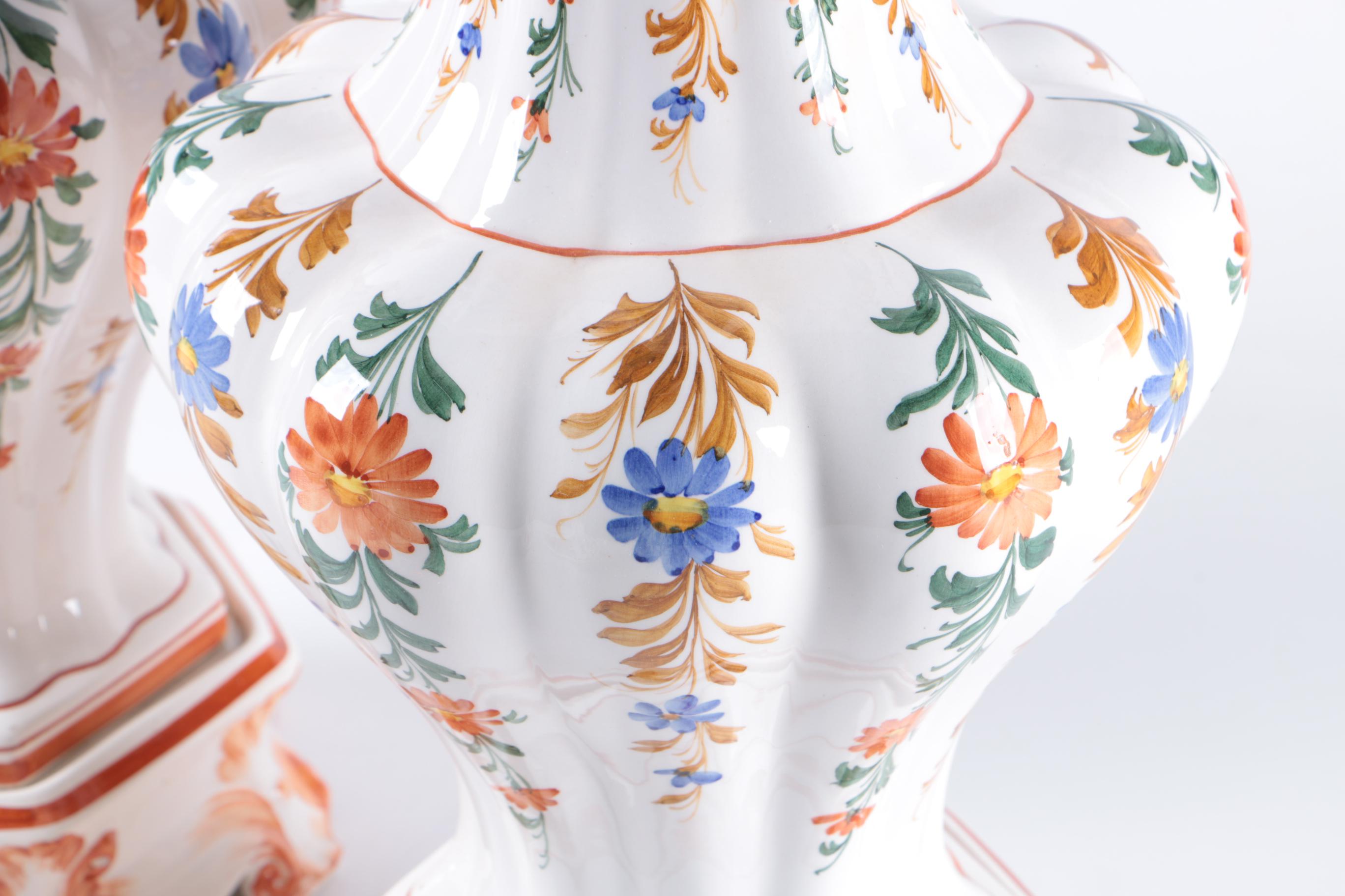 Hand Made Italian A. Zen- Nove Ceramic Urns and Stands