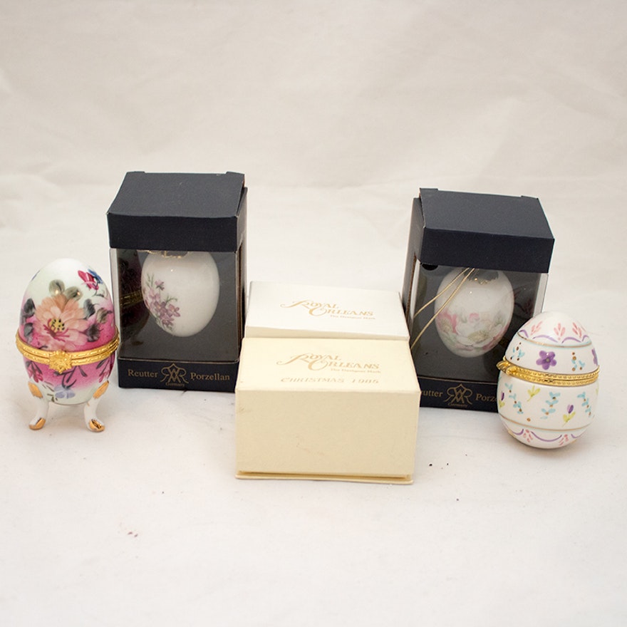 Porcelain Decorative Eggs Featuring Reutter Porzellan and Royal Orleans