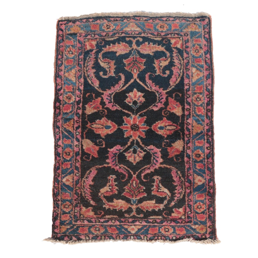 Vintage Hand-Knotted Persian Hamadan Wool Accent Rug