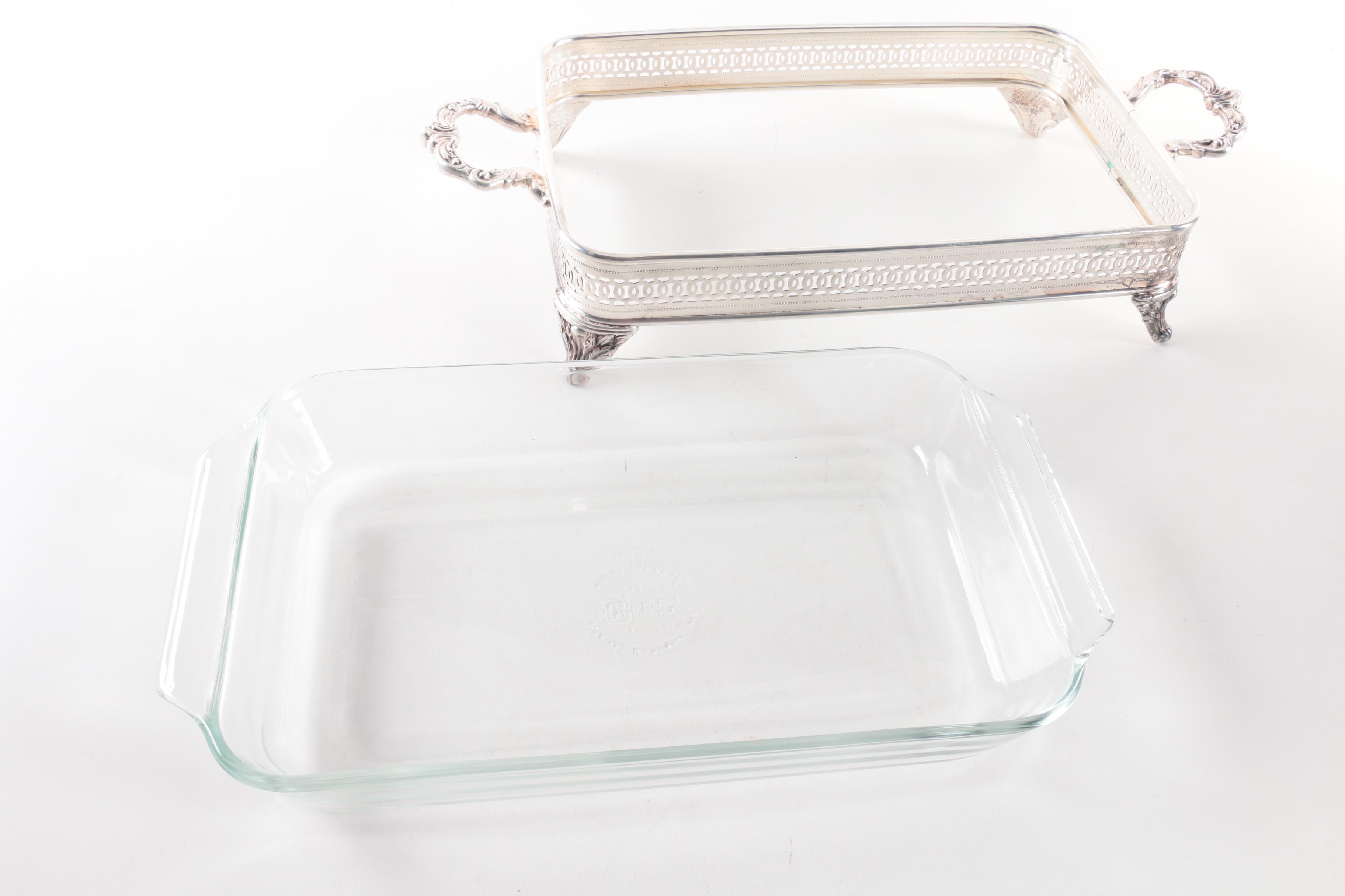 Silver Plate Chafing Dishes with Glass Inserts