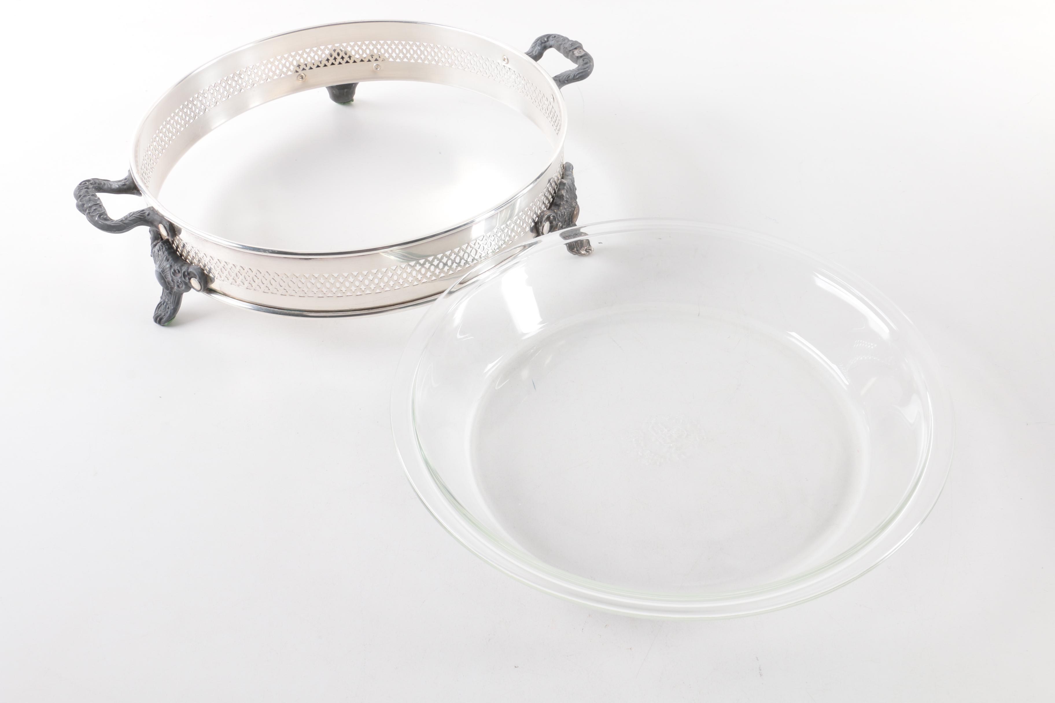 Silver Plate Chafing Dishes with Glass Inserts