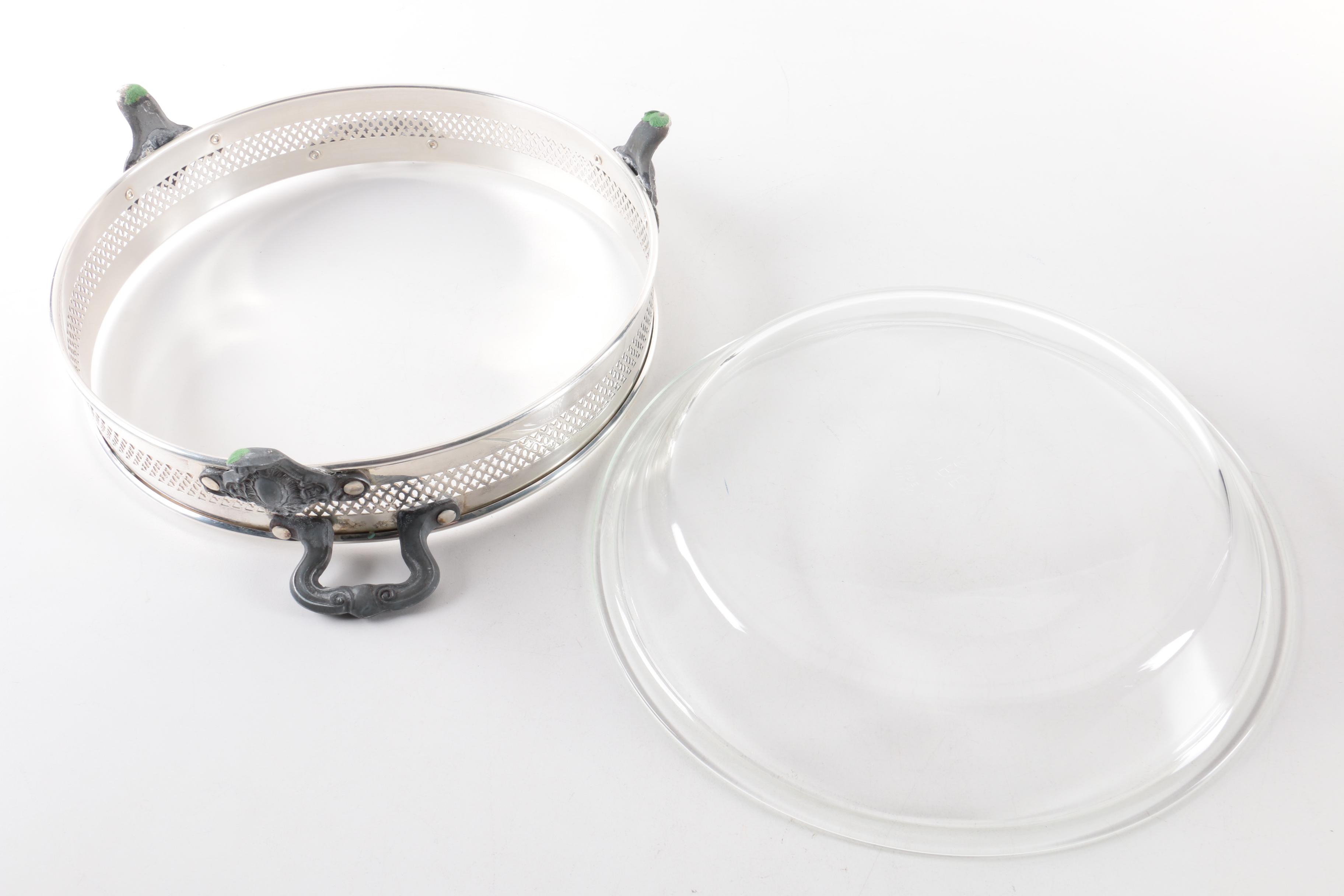 Silver Plate Chafing Dishes with Glass Inserts