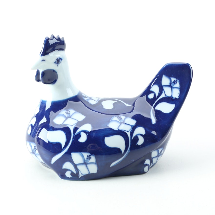 Gallo Designs Hand-Painted Camelia Porcelain Hen