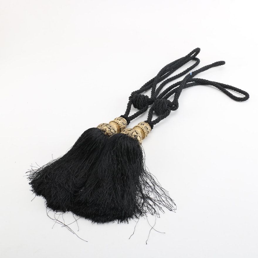 Black and Gold Tone Drapery Tassels