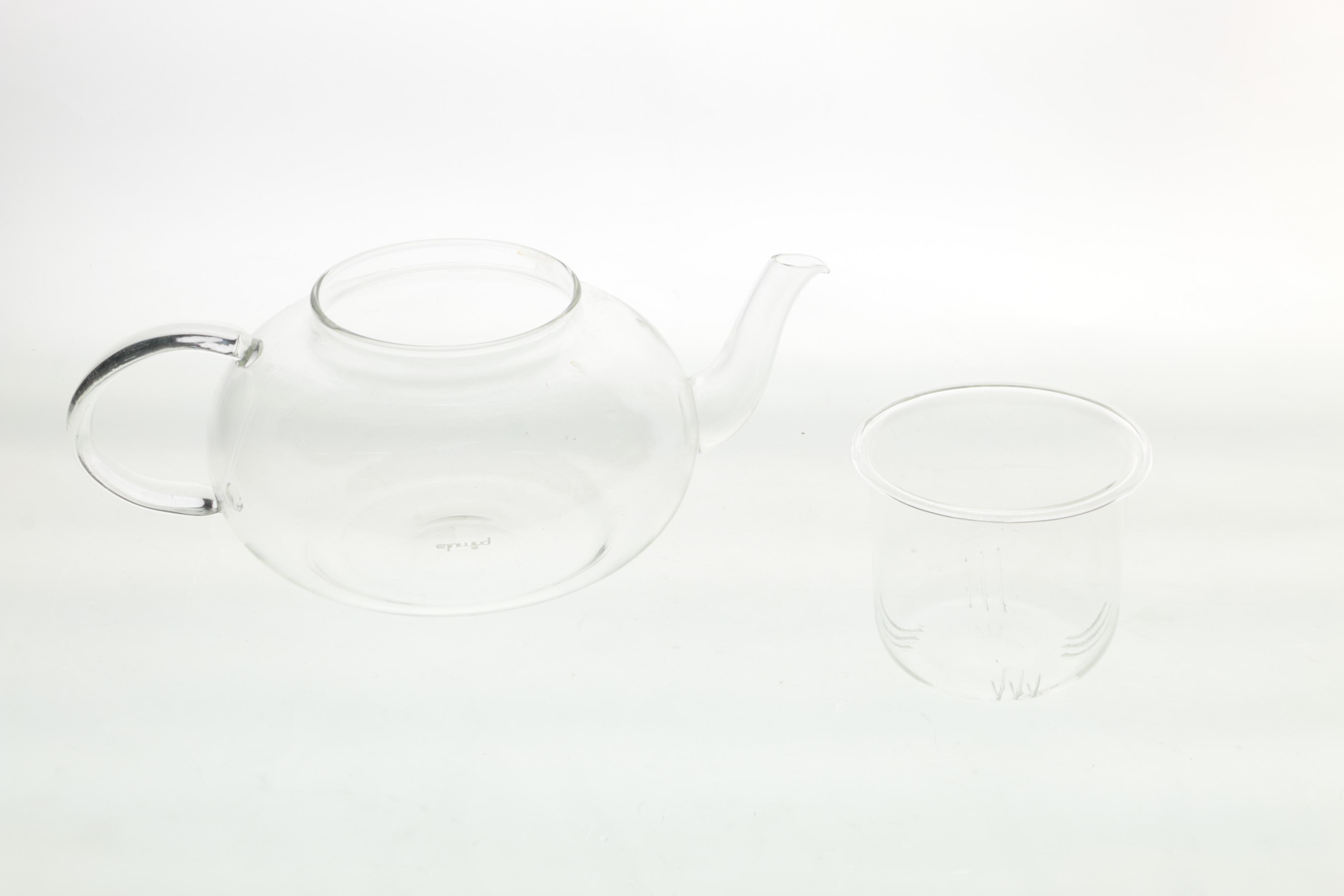 Glass Pedestal Napkin Holder with Cups and Teapot