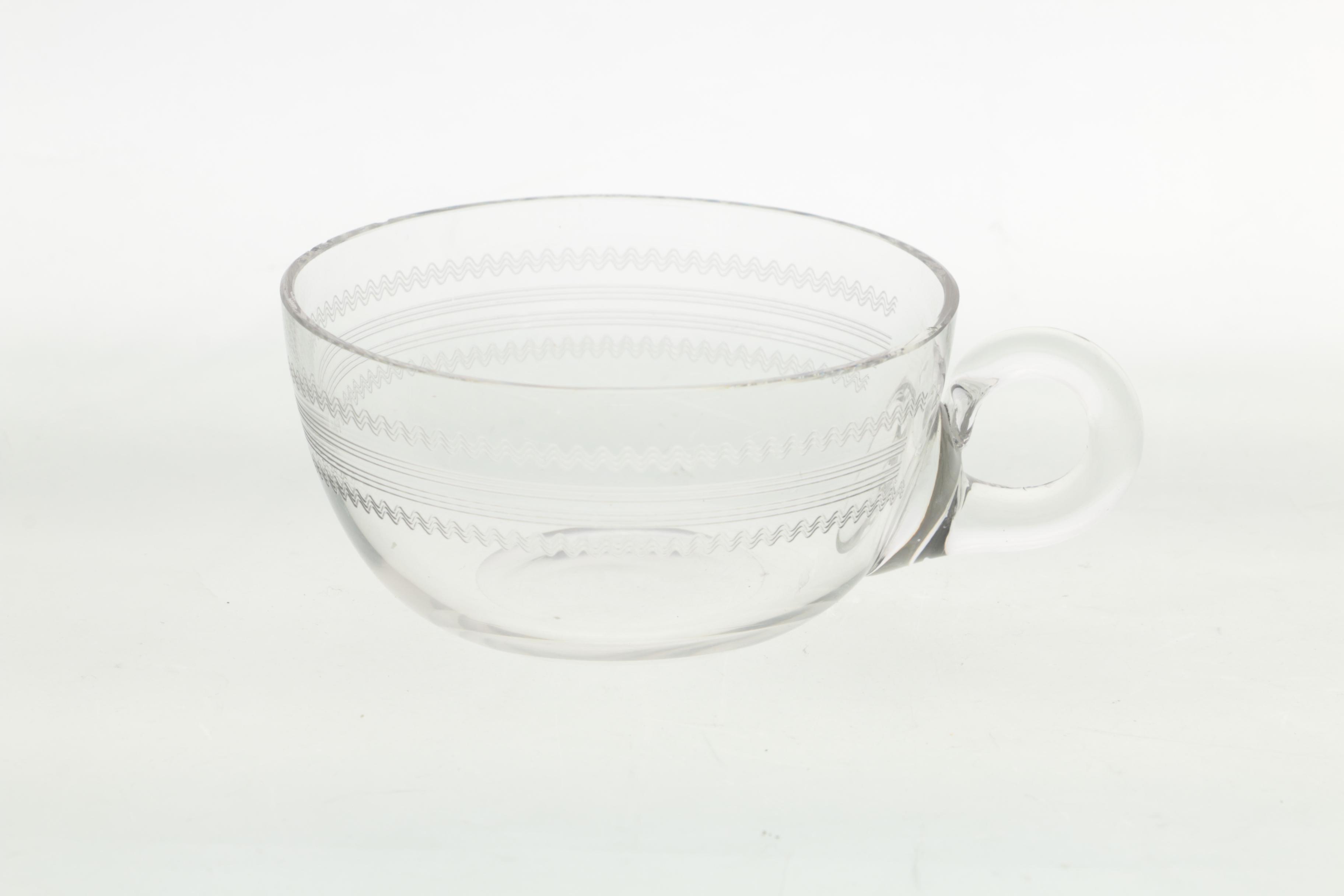 Glass Pedestal Napkin Holder with Cups and Teapot