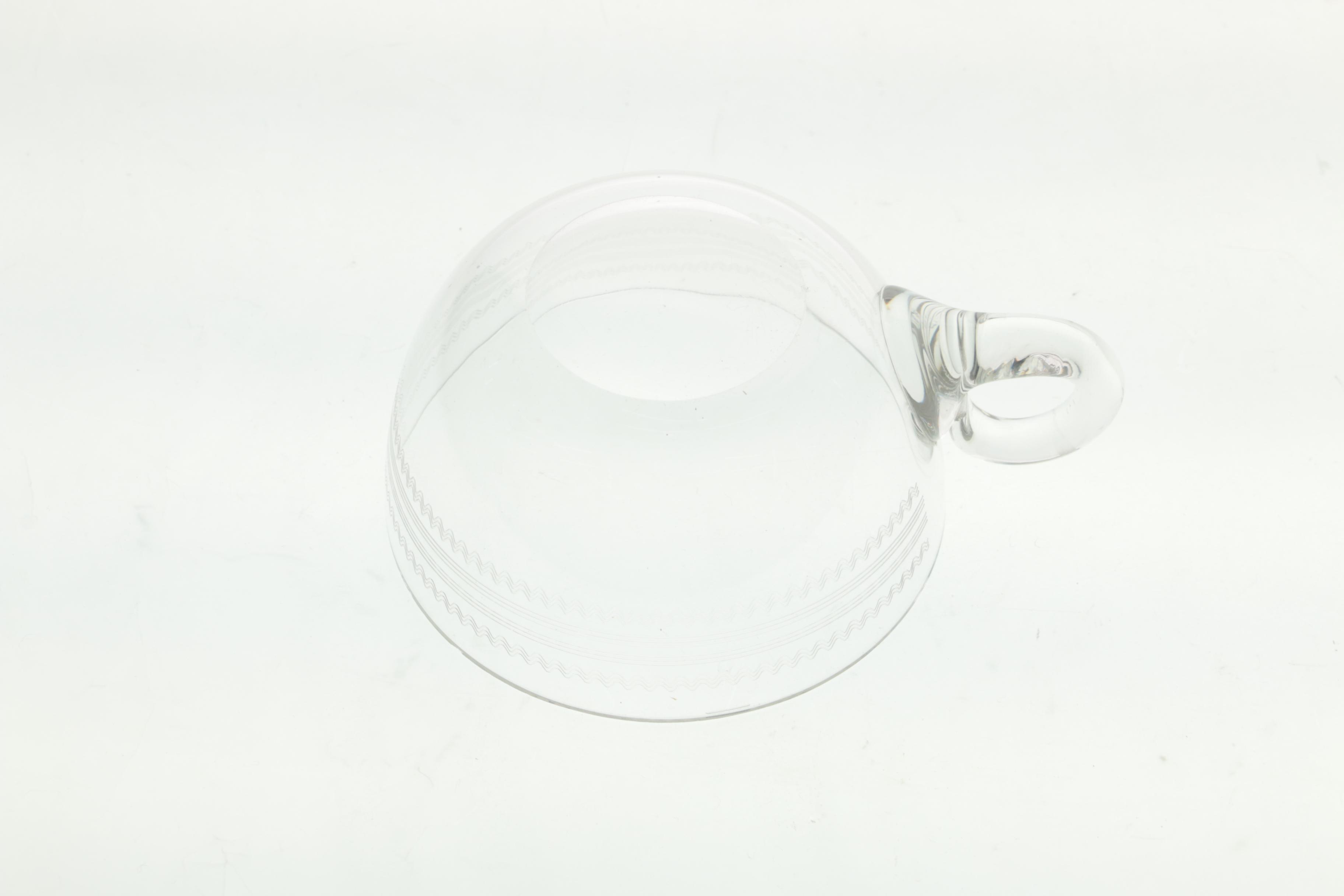 Glass Pedestal Napkin Holder with Cups and Teapot