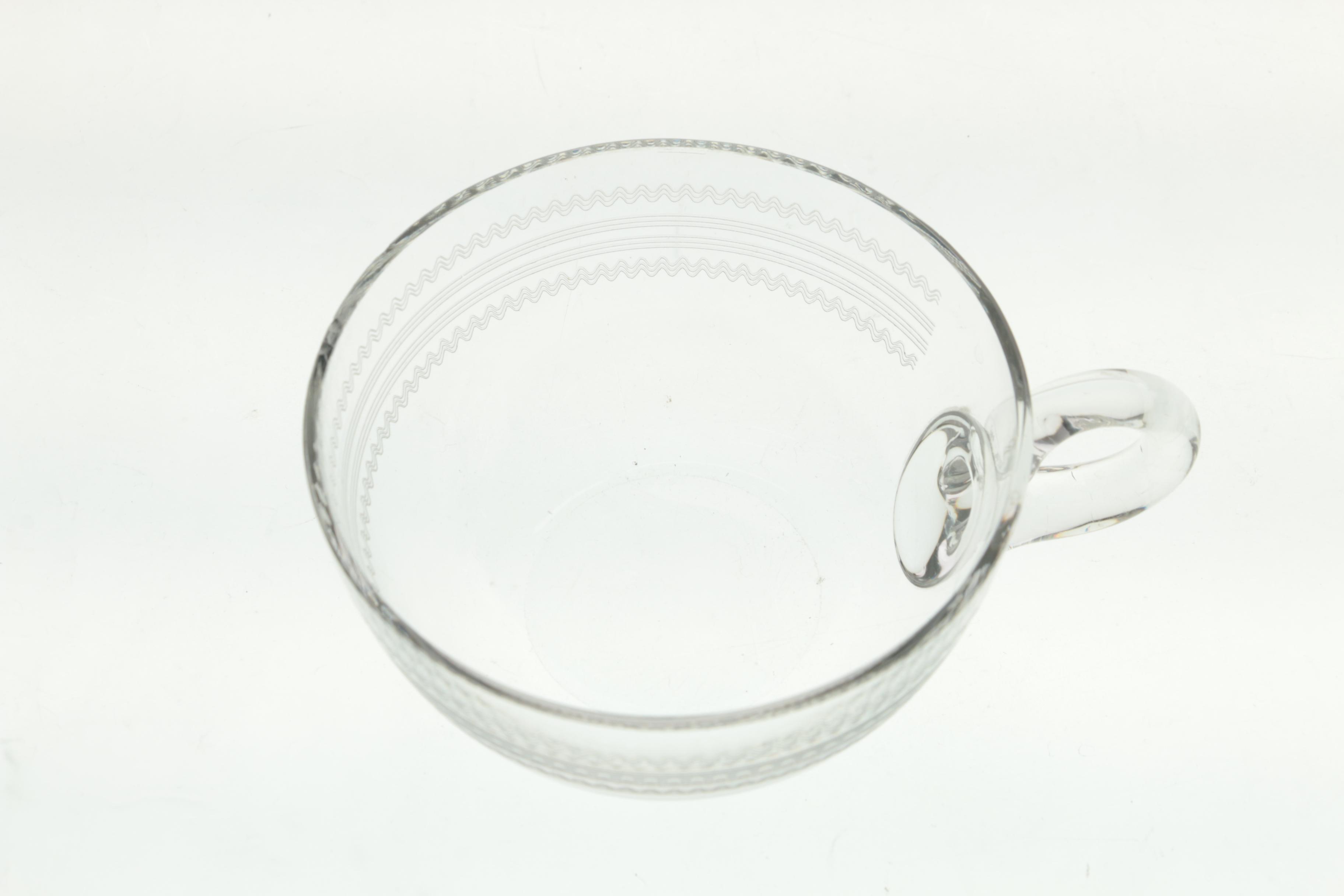 Glass Pedestal Napkin Holder with Cups and Teapot