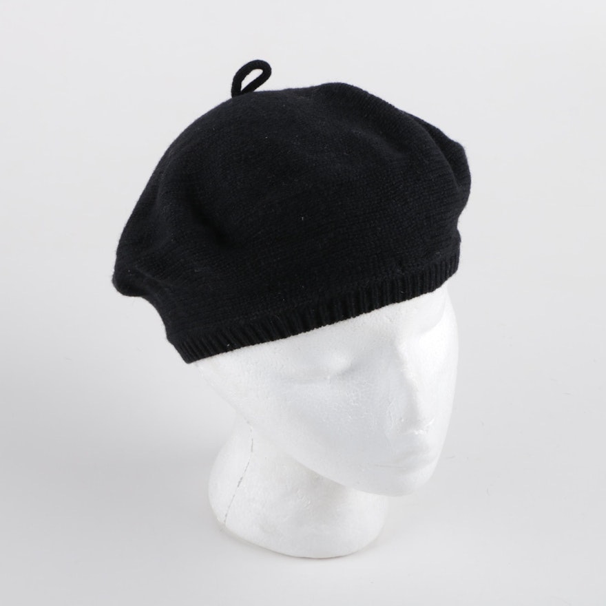 Women's Yohji Yamamoto Black Wool Blend Knit Beanie