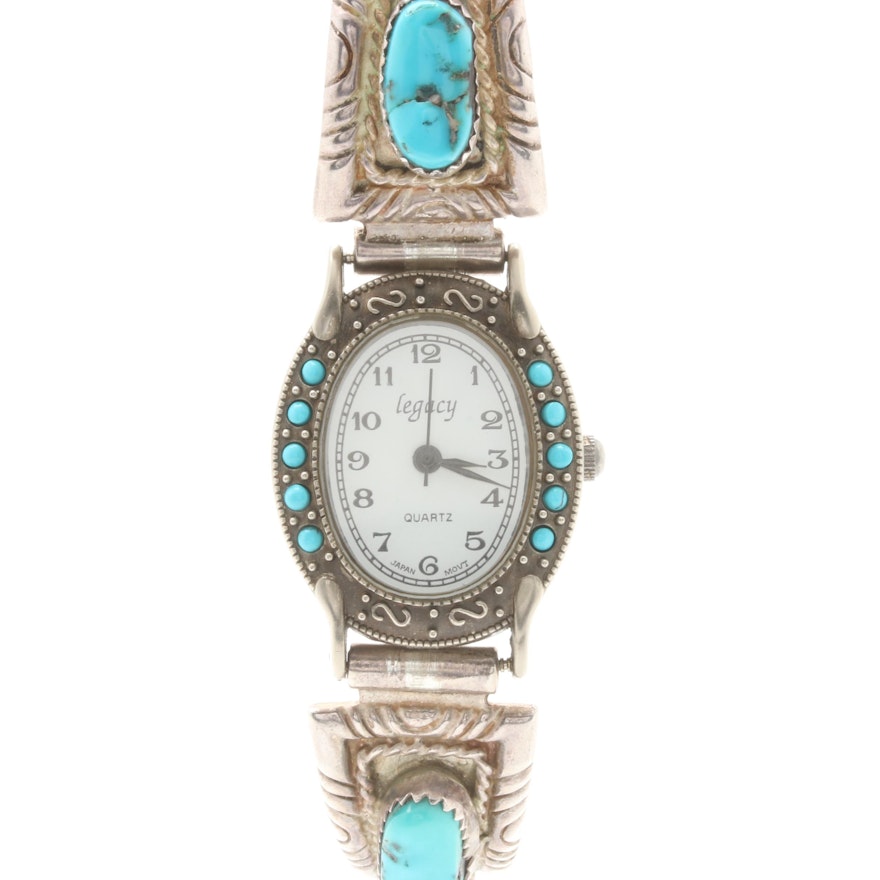 Legacy Southwestern Style Sterling and Turquoise Wristwatch