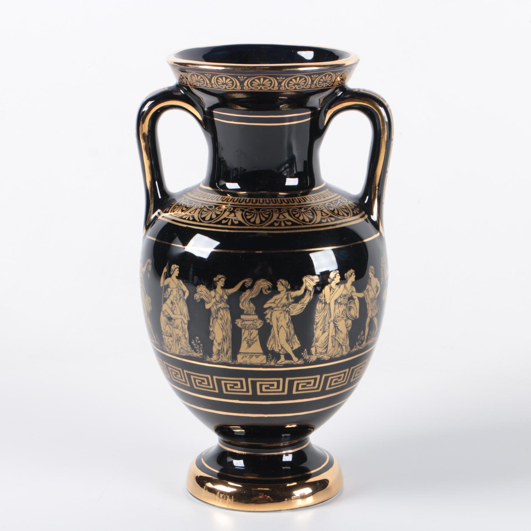 Vintage Signed Handmade Greek Amphora