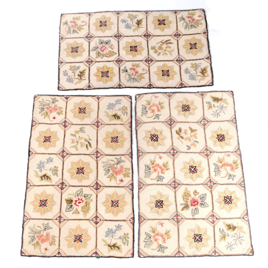 Hooked Floral Wool Area Rugs