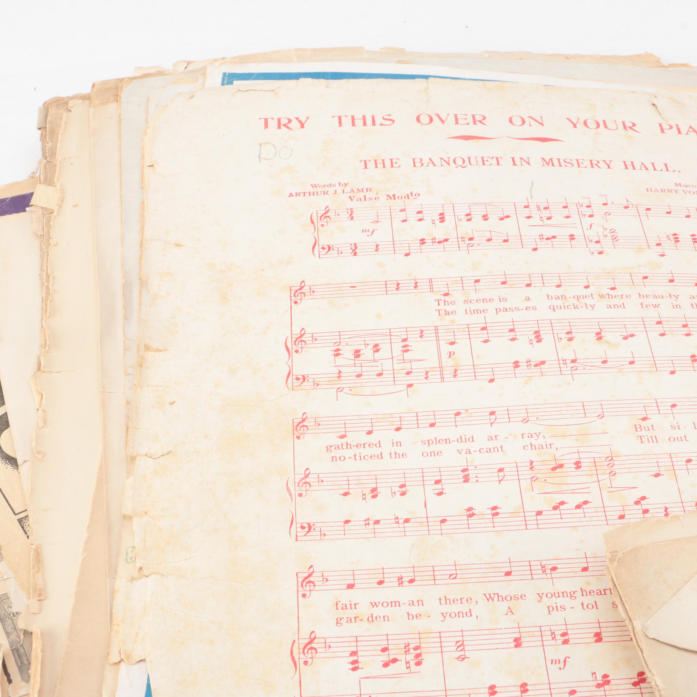 Collection of Vintage Sheet Music Including "Floyd Tillman and Lew Childre"