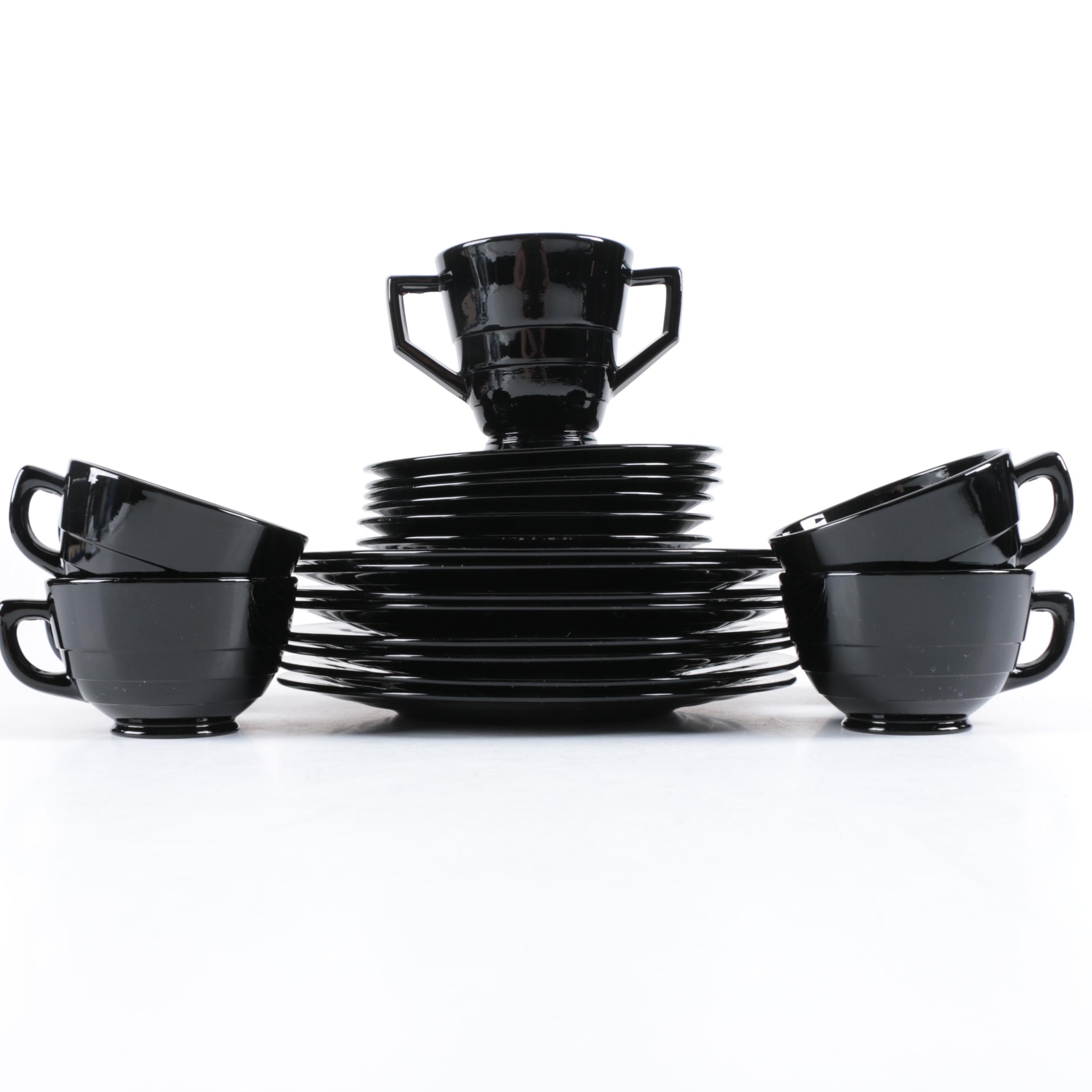 Vintage Black Amethyst Glass Tableware