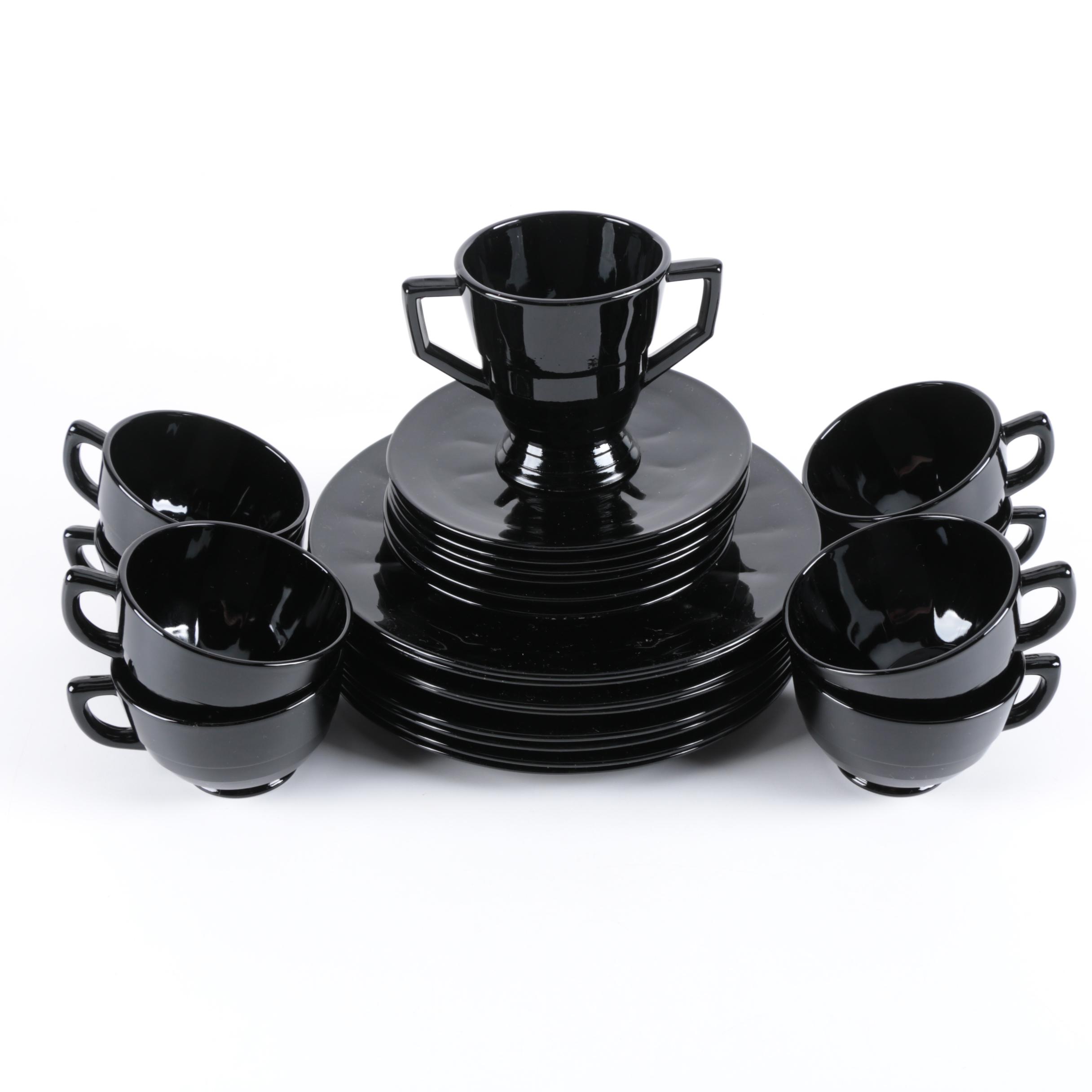 Vintage Black Amethyst Glass Tableware