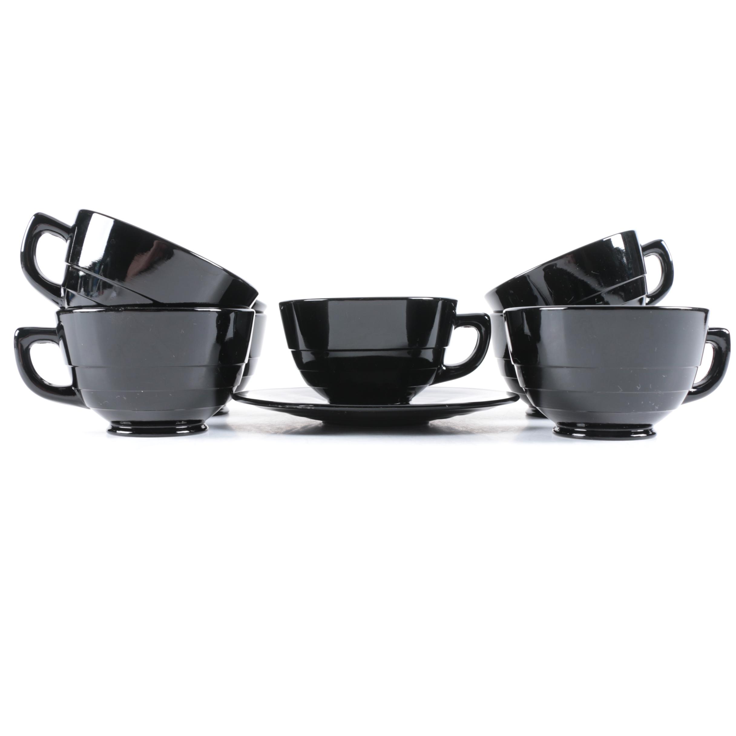 Vintage Black Amethyst Glass Tableware