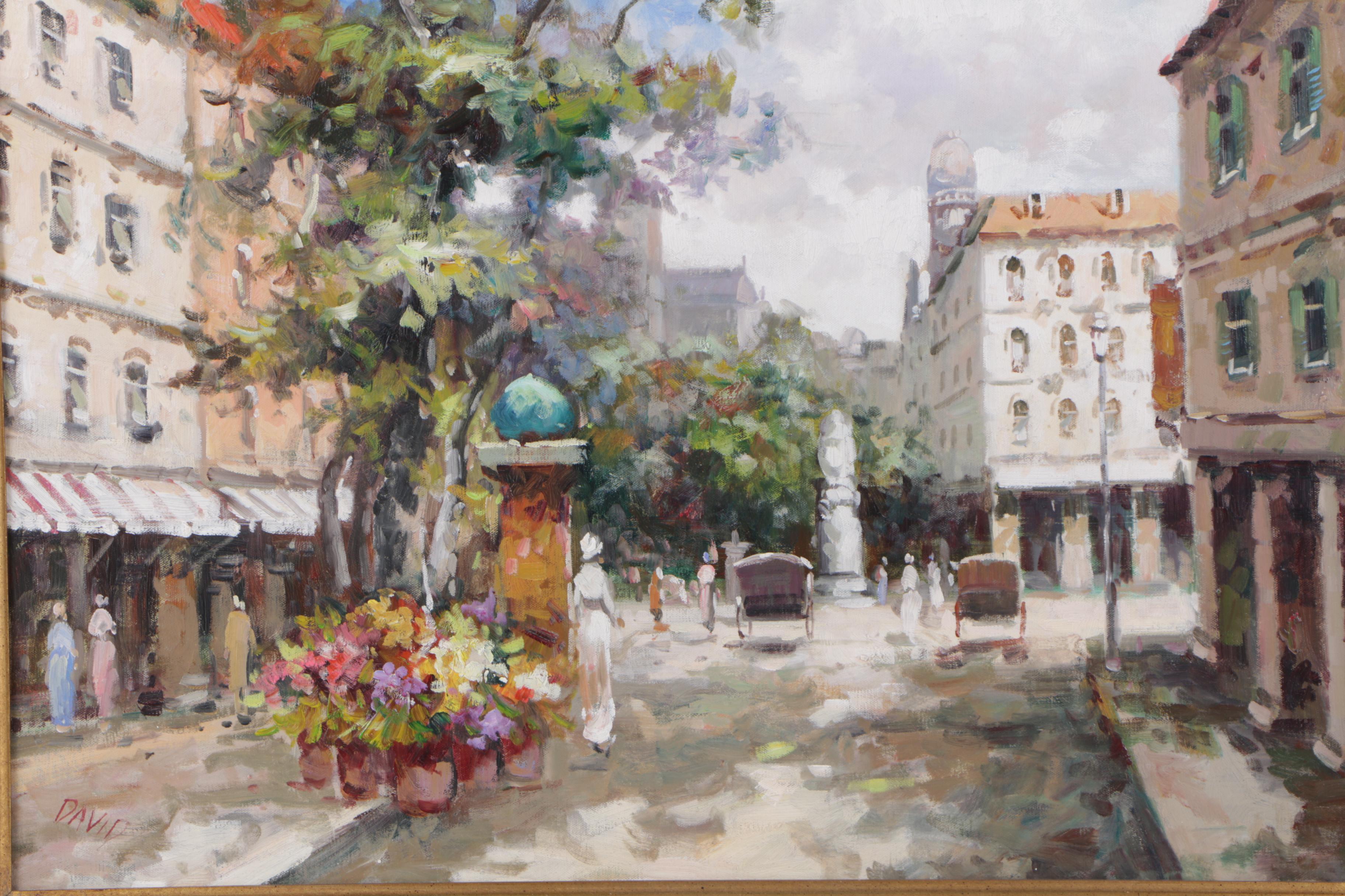 David Oil Painting of Street Scene