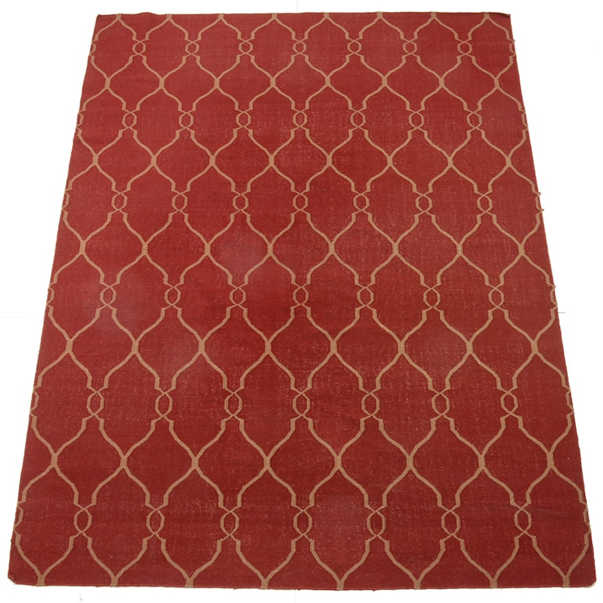 Hand-Woven Area Rug in Dark Red