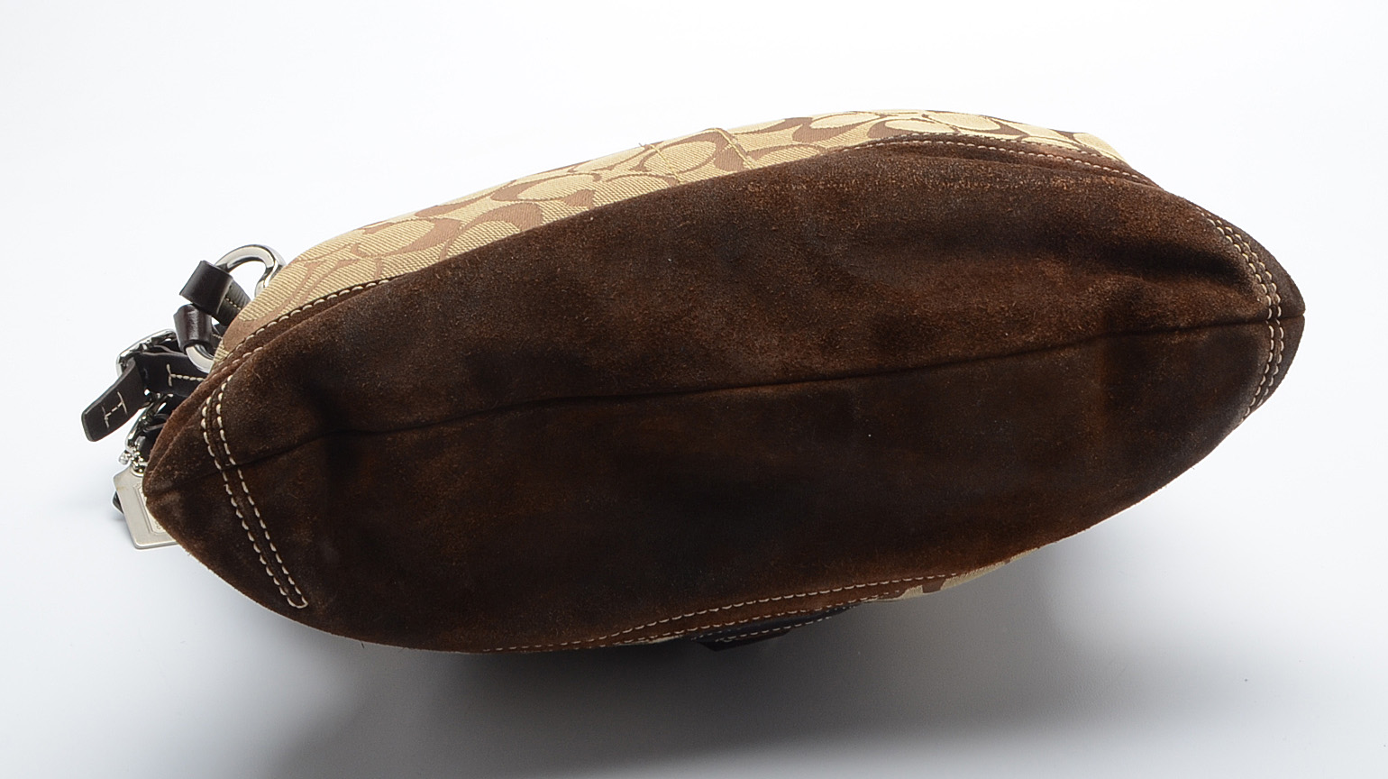 Coach Signature C Canvas, Suede and Faux Fur Handbag