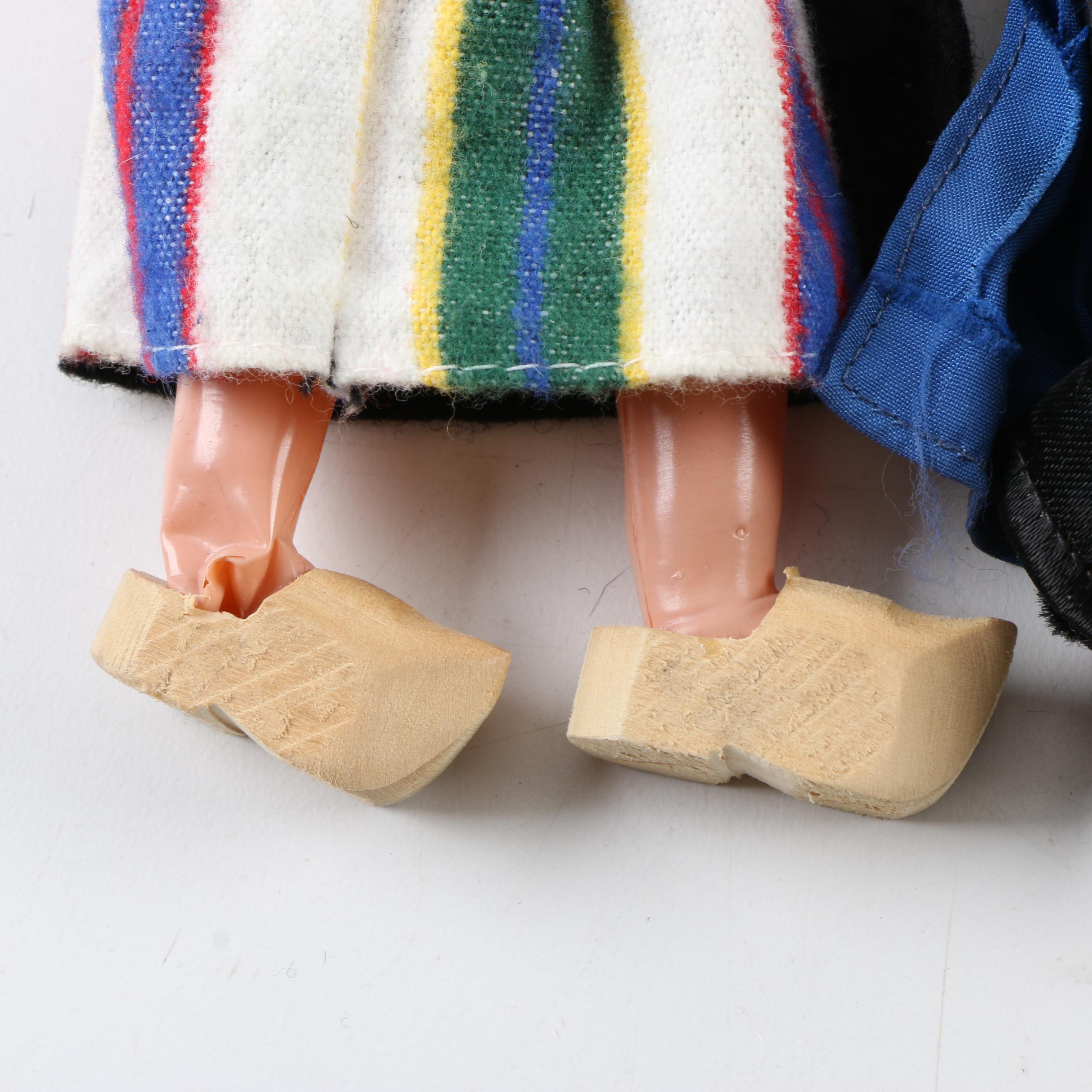Vintage Miniature Celluloid and Cloth Souvenir Dolls