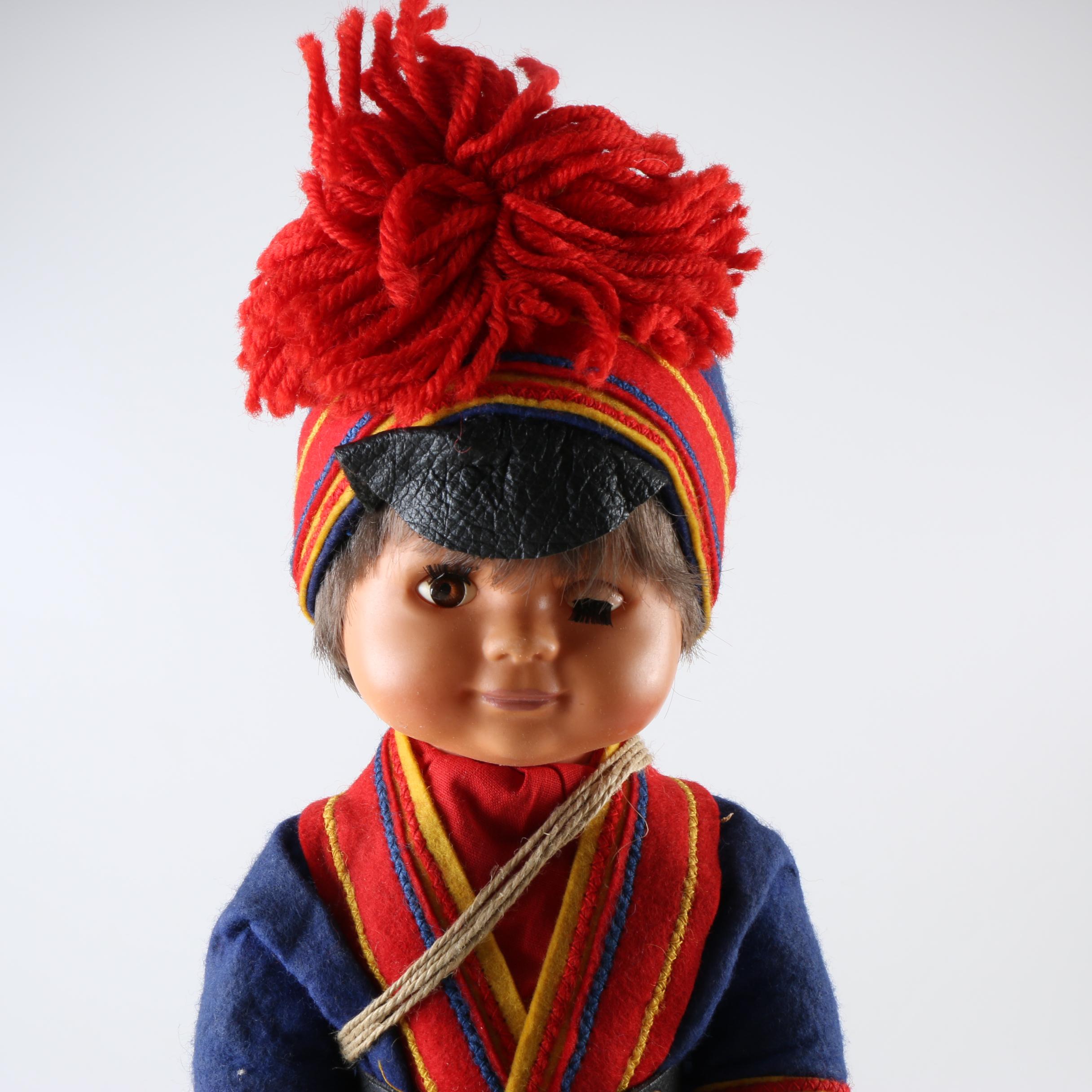 Vintage Miniature Celluloid and Cloth Souvenir Dolls